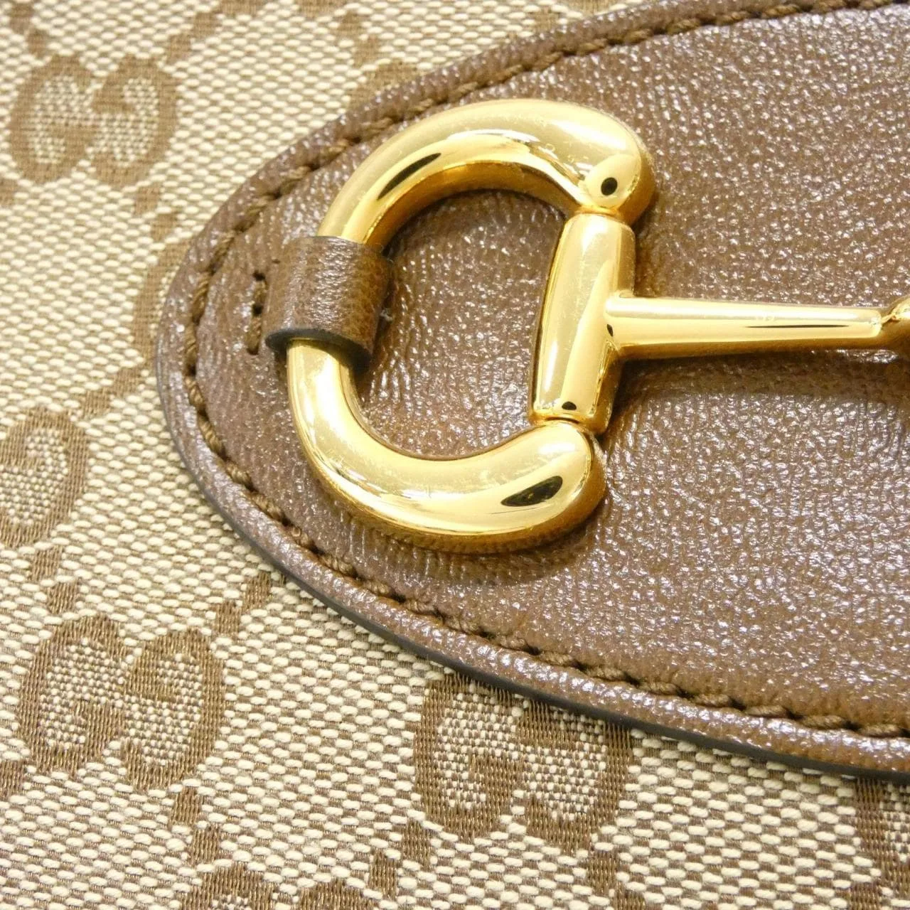 GUCCI Horsebit 1955 623694 GY5OG Handbag Canvas 黑色 帆布 中古品A - 縮圖 4