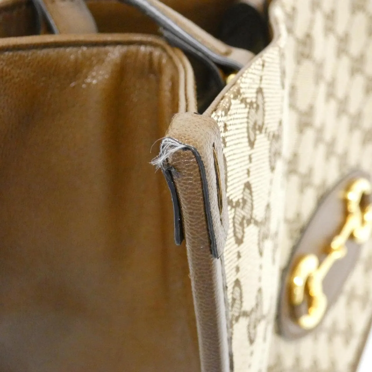 GUCCI Horsebit 1955 623694 GY5OG Handbag Canvas 黑色 帆布 中古品A - 縮圖 5