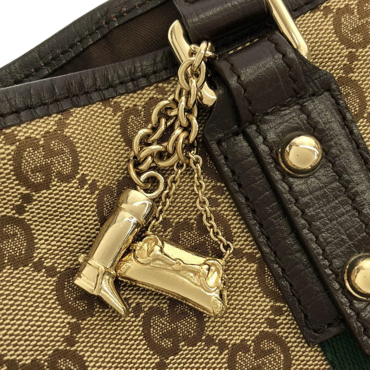 GUCCI 139261 F40MG Handbag Canvas 黑色 帆布 中古品A - 縮圖 5