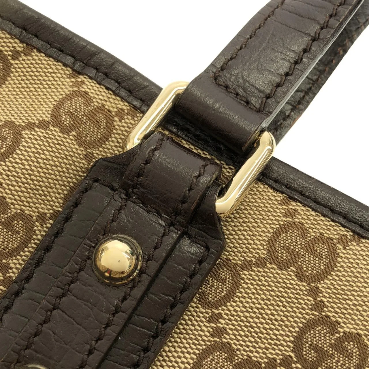 GUCCI 139261 F40MG Handbag Canvas 黑色 帆布 中古品A - 縮圖 6
