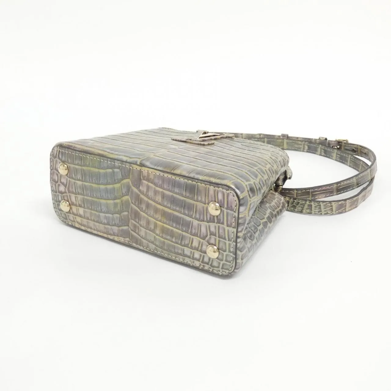 LOUIS VUITTON Capucines Handbag Leather 金色 皮革 中古品A - 縮圖 3