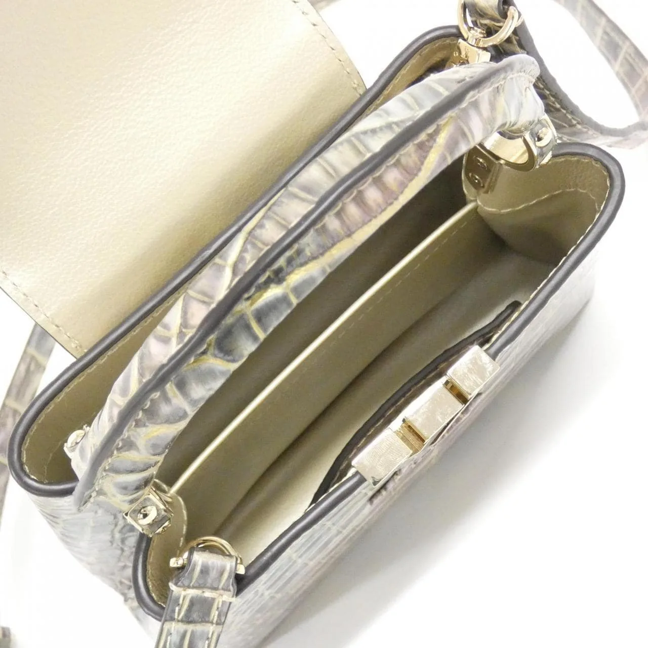 LOUIS VUITTON Capucines Handbag Leather 金色 皮革 中古品A - 縮圖 7