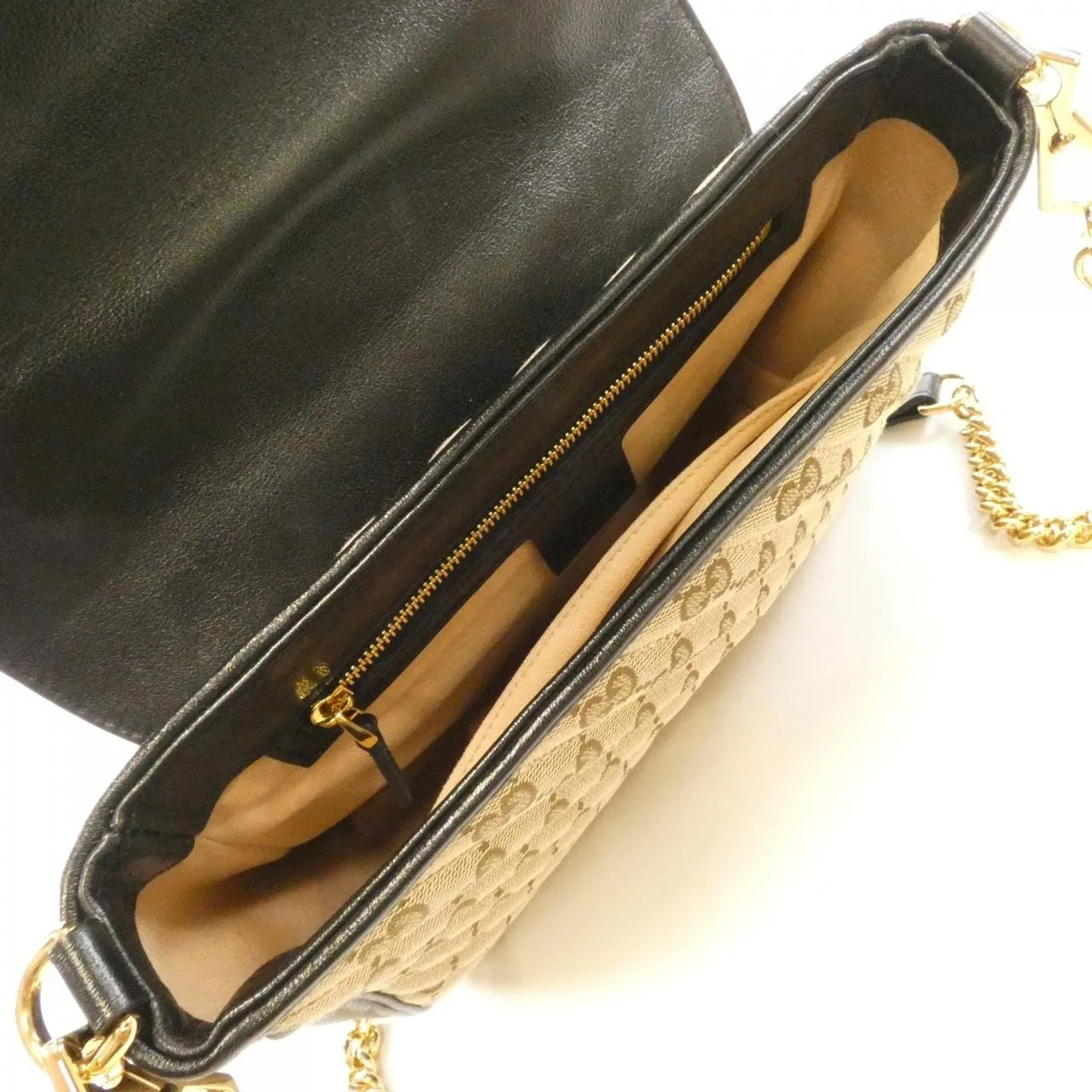 GUCCI GG Marmont 498110 HVKEG Handbag Canvas 黑色 帆布 中古品A - 縮圖 6