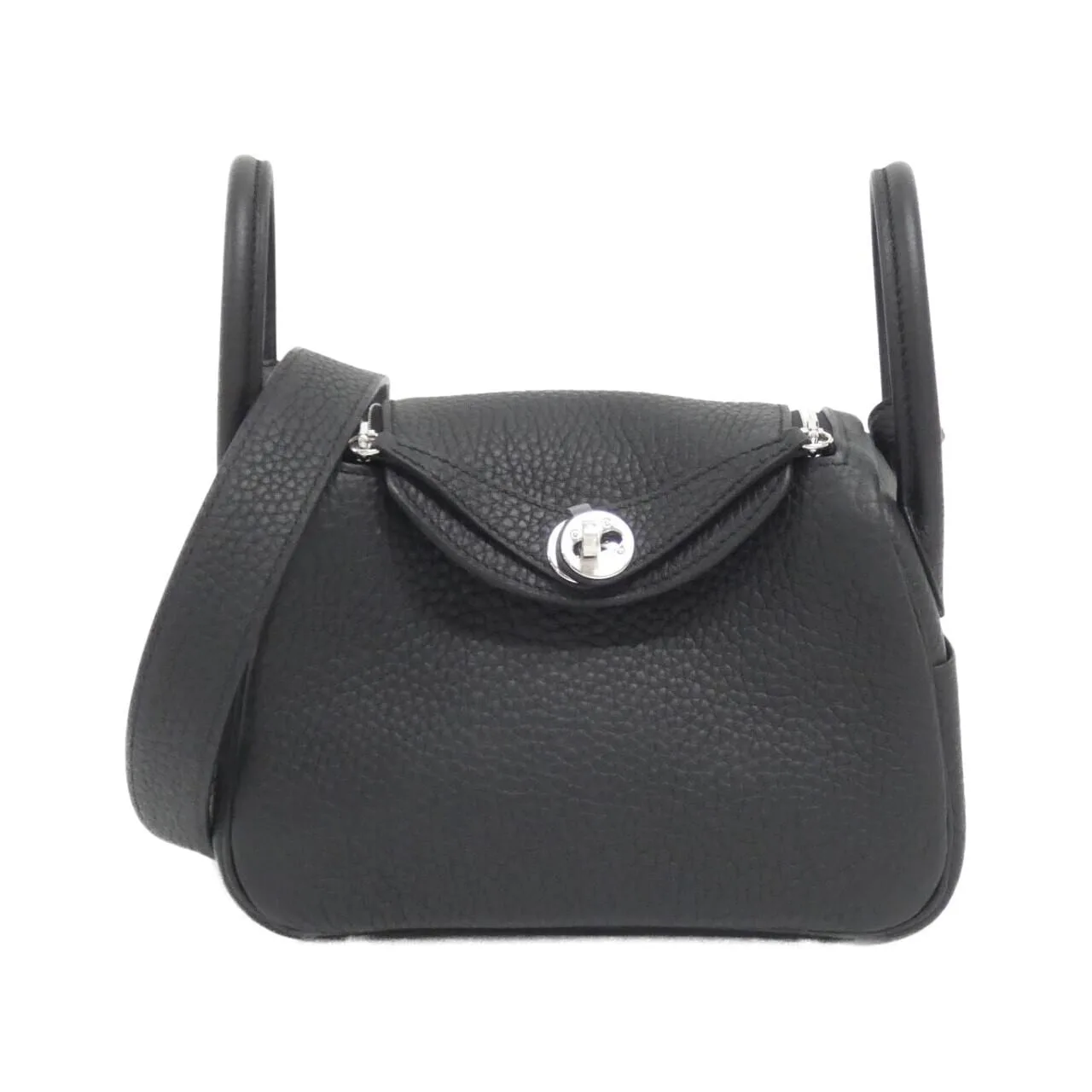 HERMES Lindy 085956CK Shoulder Clemence Black