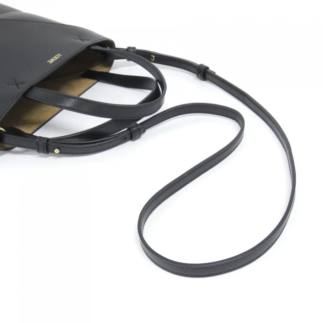 LOEWE Puzzle A657V25X01 Tote Black Rank A - Thumbnail 8