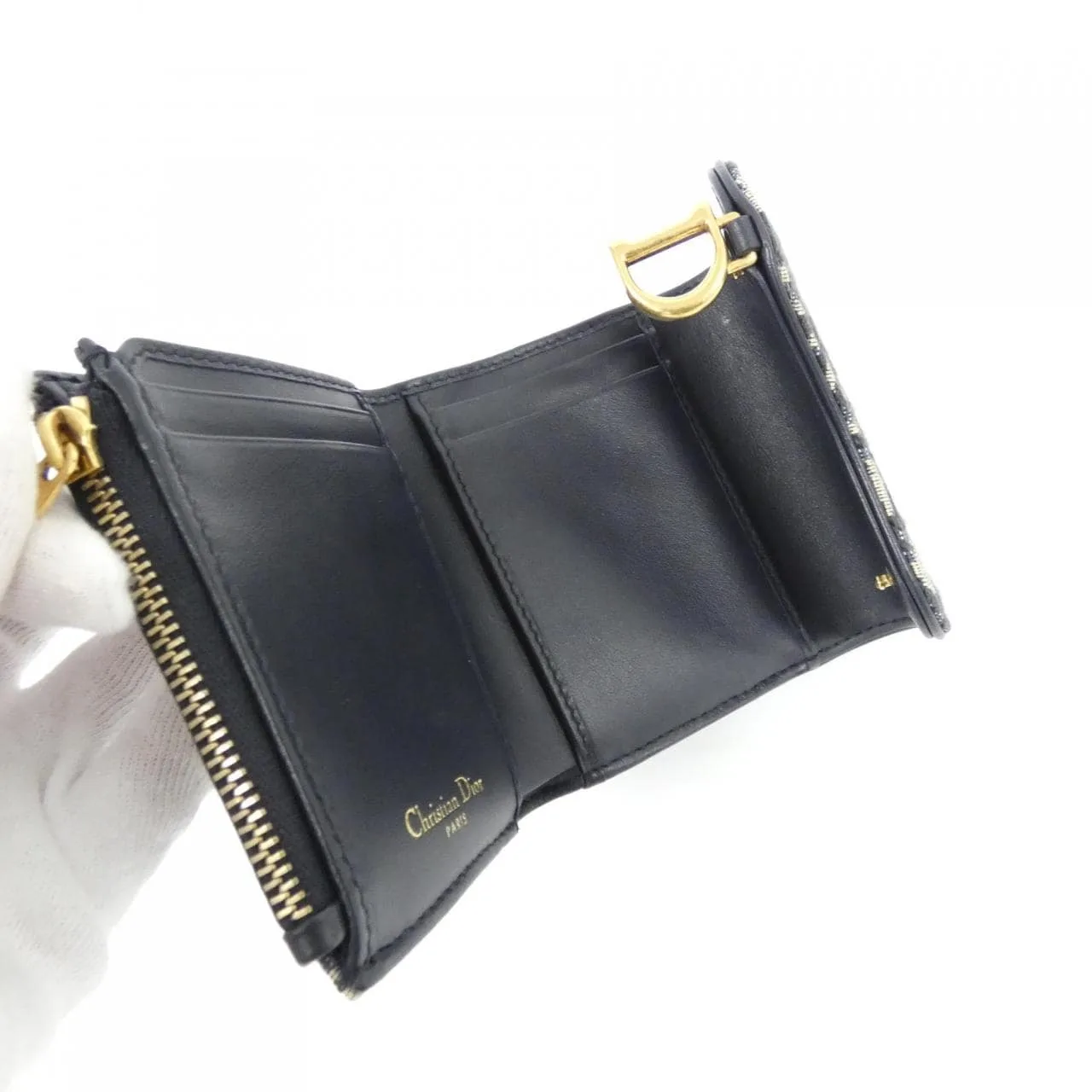 DIOR Saddle S5652CTZQ Wallet Canvas 黑色 帆布 中古品A - 縮圖 3