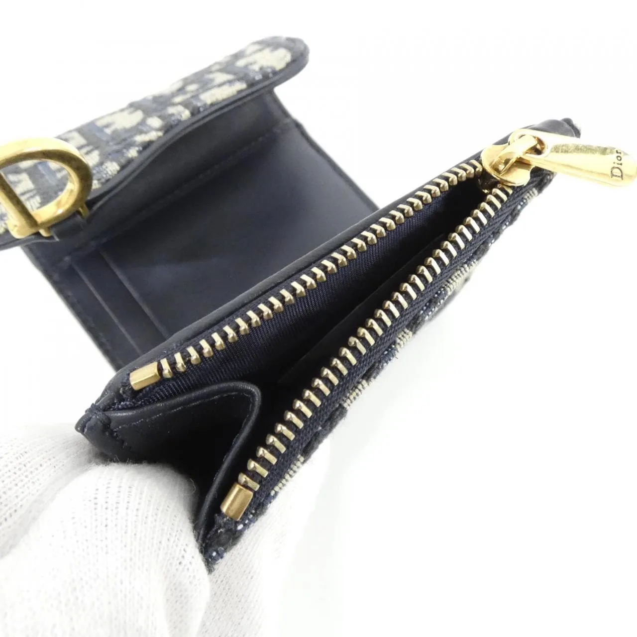 DIOR Saddle S5652CTZQ Wallet Canvas 黑色 帆布 中古品A - 縮圖 5