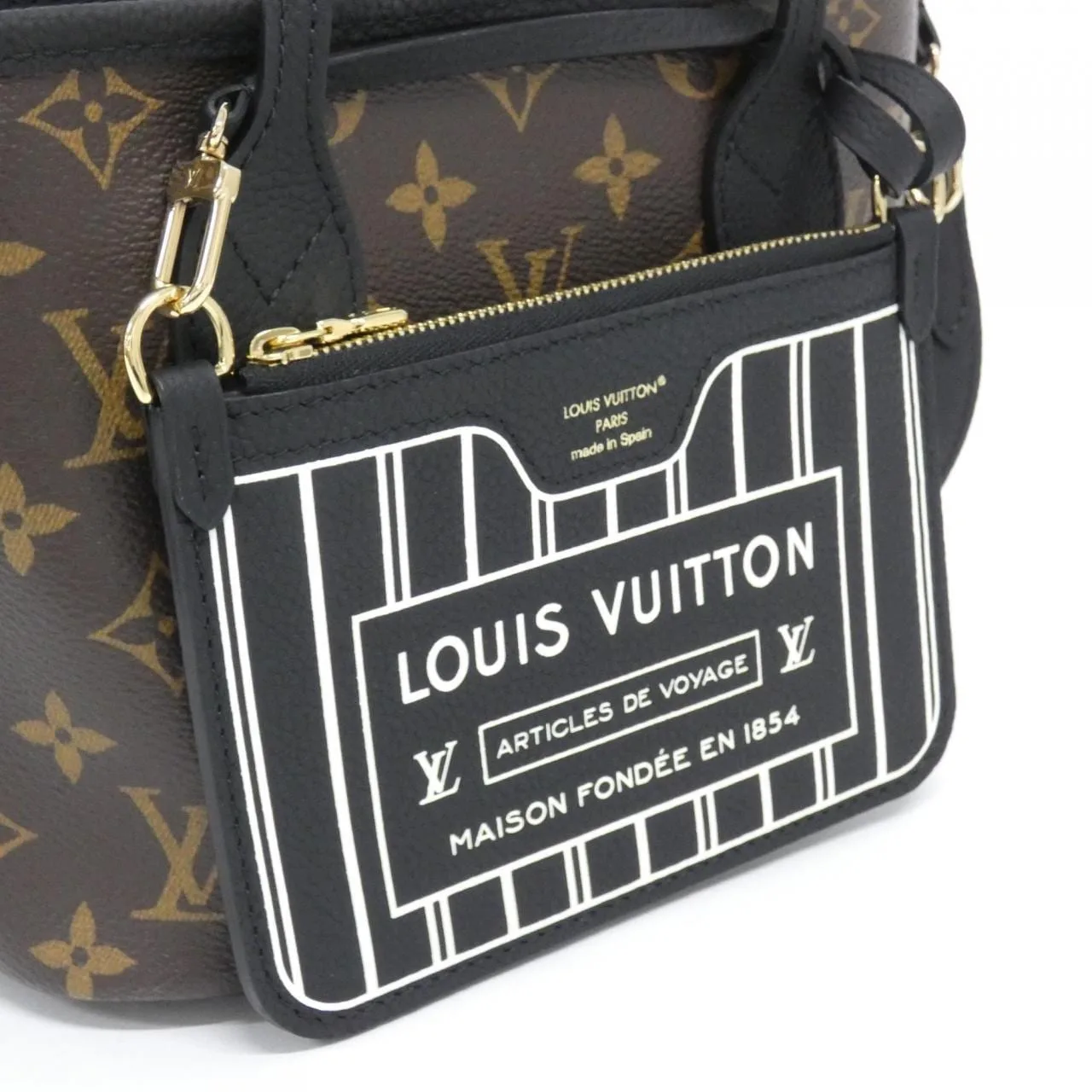 LOUIS VUITTON Neverfull M28347 Tote Monogram 黑色 Monogram 中古品A - 縮圖 5