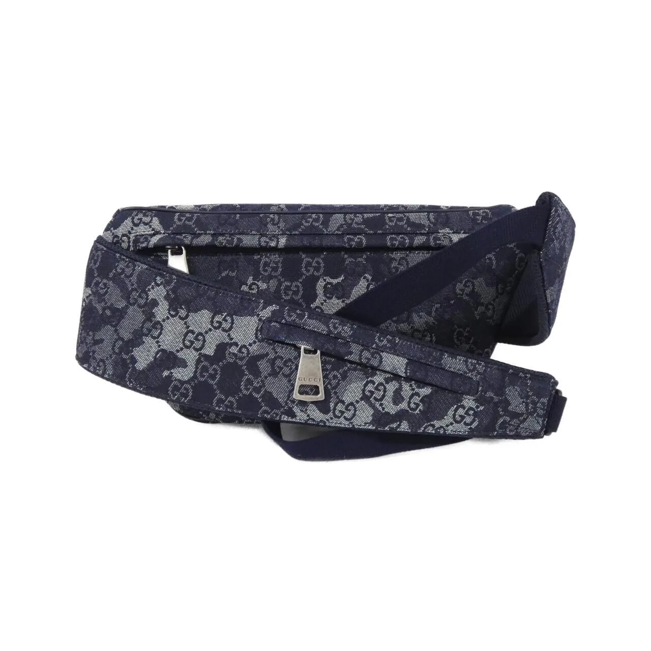 GUCCI 851706 Belt Denim 黑色 牛仔布 中古品A - 縮圖 2