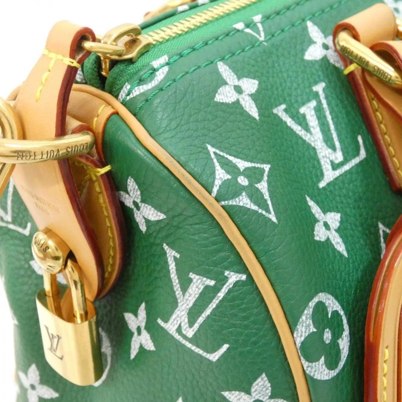 LOUIS VUITTON Speedy M24423 Boston Monogram 綠色 Monogram 中古品A - 縮圖 3