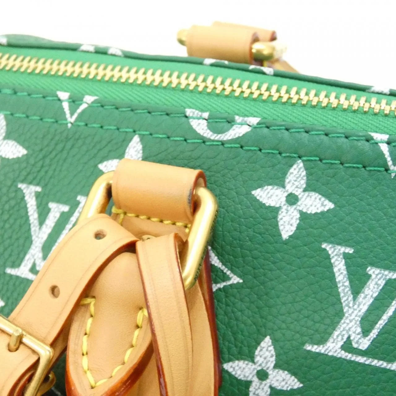 LOUIS VUITTON Speedy M24423 Boston Monogram 綠色 Monogram 中古品A - 縮圖 5