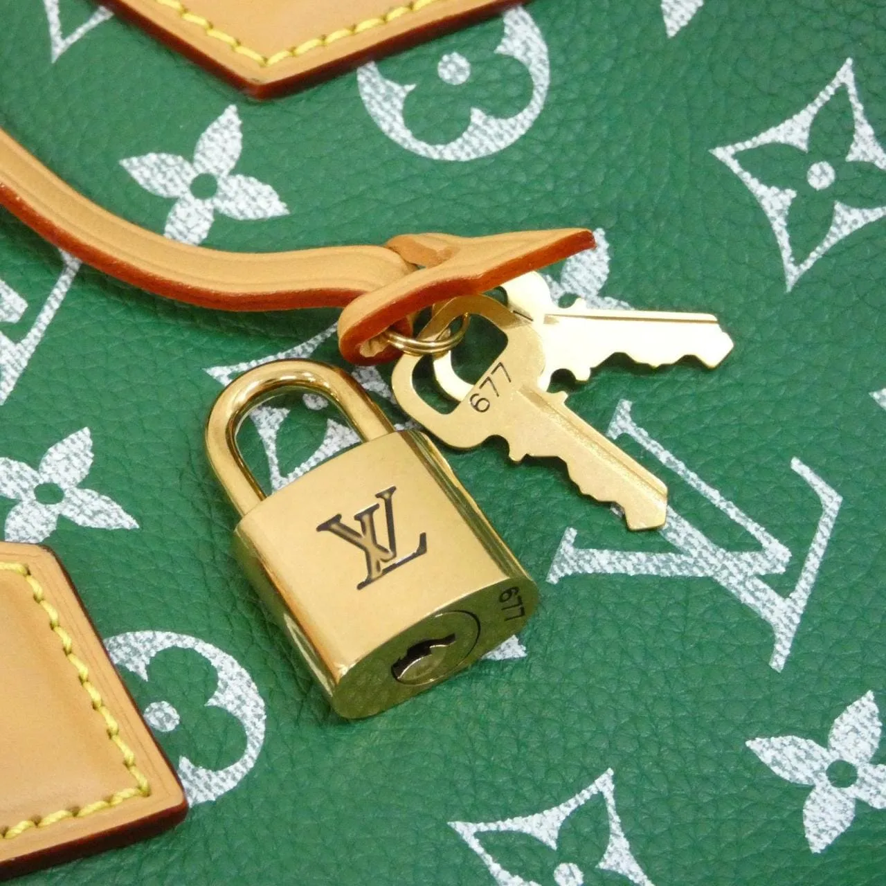 LOUIS VUITTON Speedy M24423 Boston Monogram 綠色 Monogram 中古品A - 縮圖 6