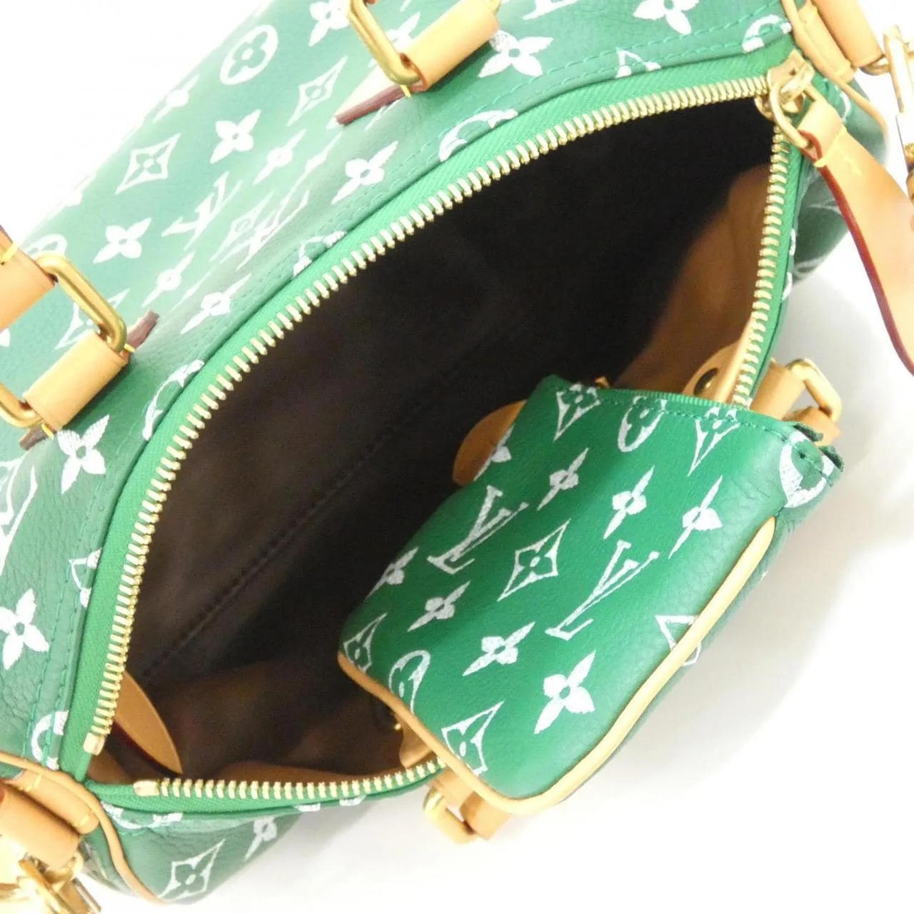 LOUIS VUITTON Speedy M24423 Boston Monogram 綠色 Monogram 中古品A - 縮圖 9