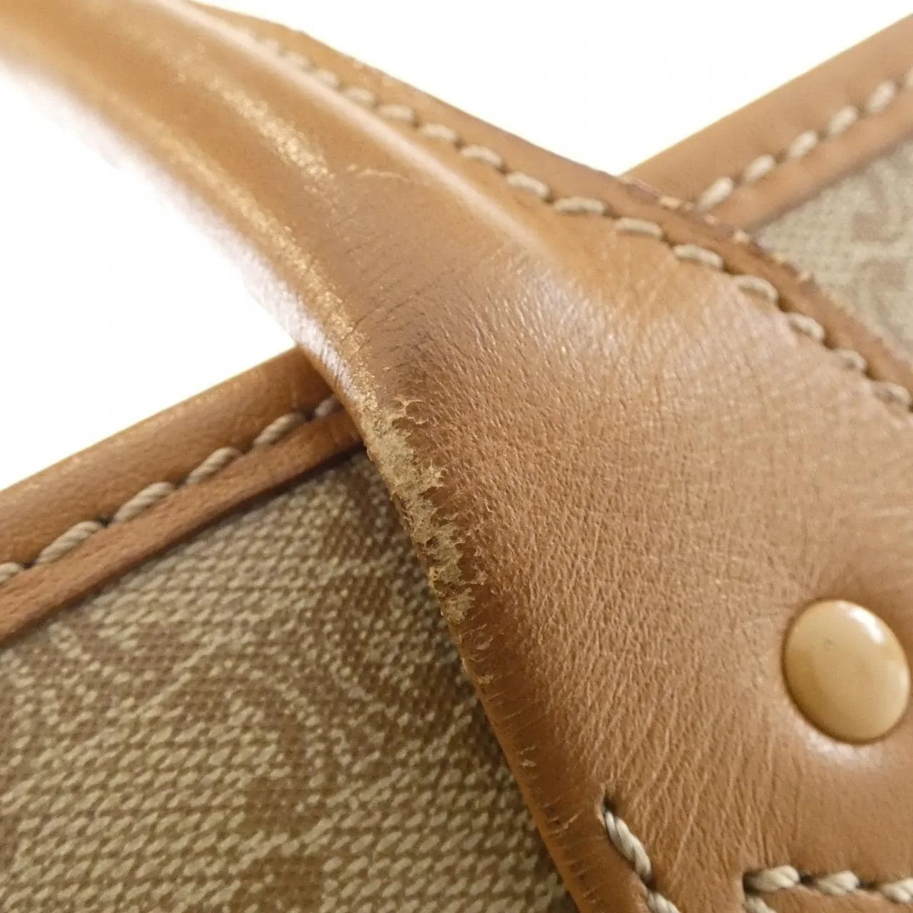 CELINE Handbag Canvas 米色 帆布 中古品B - 縮圖 7