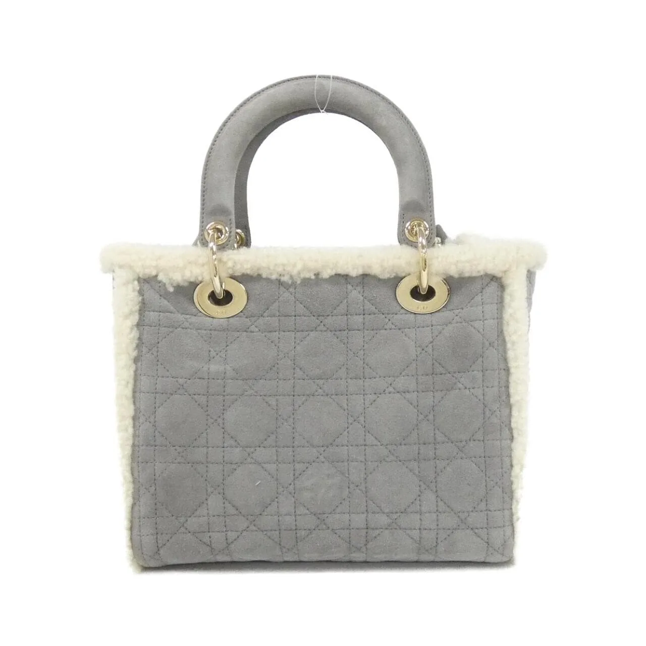 DIOR Lady Dior M0565OMMJ Handbag Lambskin 灰色 羊皮 中古品A - 縮圖 2