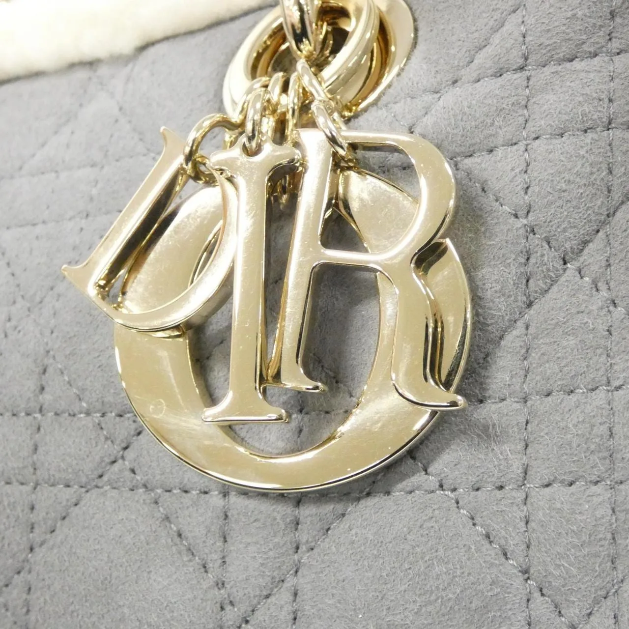 DIOR Lady Dior M0565OMMJ Handbag Lambskin 灰色 羊皮 中古品A - 縮圖 4