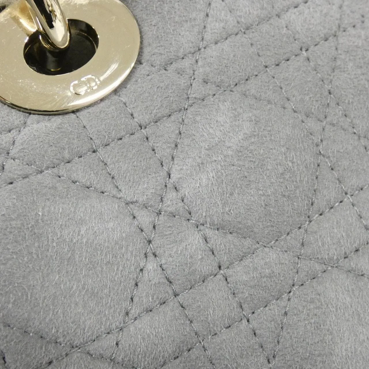 DIOR Lady Dior M0565OMMJ Handbag Lambskin 灰色 羊皮 中古品A - 縮圖 5