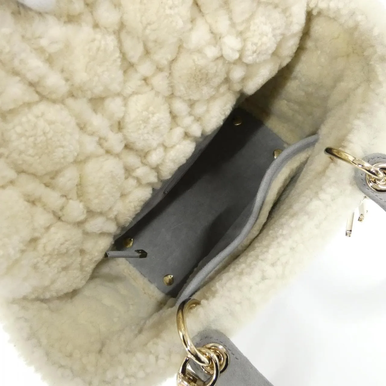 DIOR Lady Dior M0565OMMJ Handbag Lambskin 灰色 羊皮 中古品A - 縮圖 7