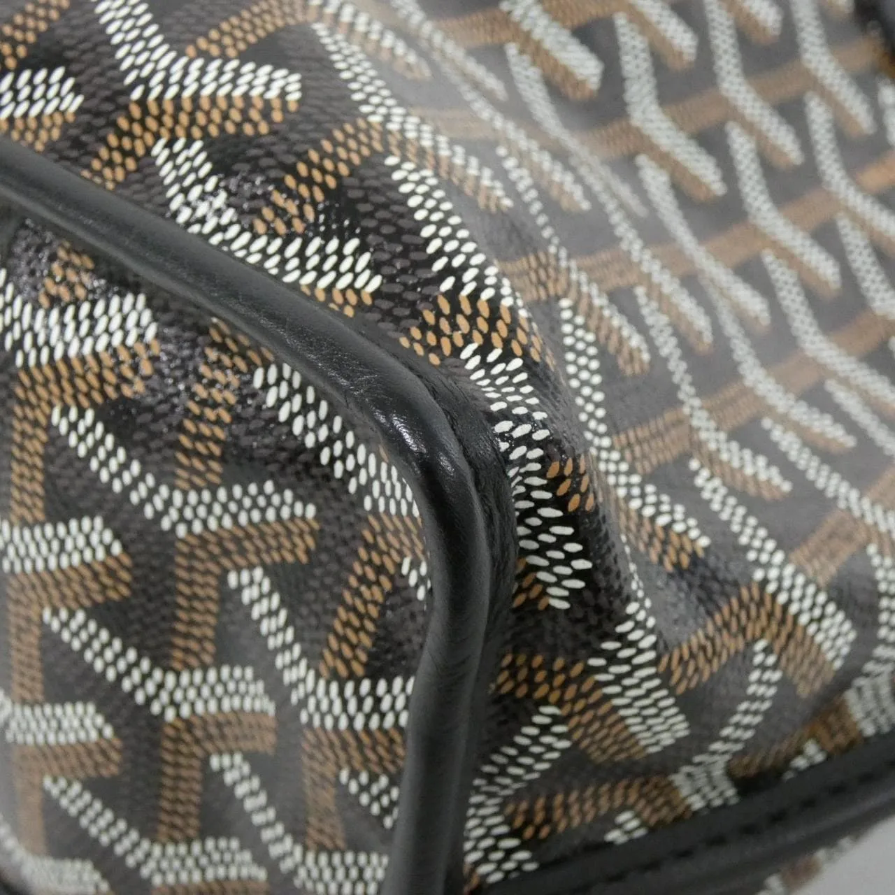 GOYARD Anjou Handbag Canvas 黑色 帆布 中古品A - 縮圖 3