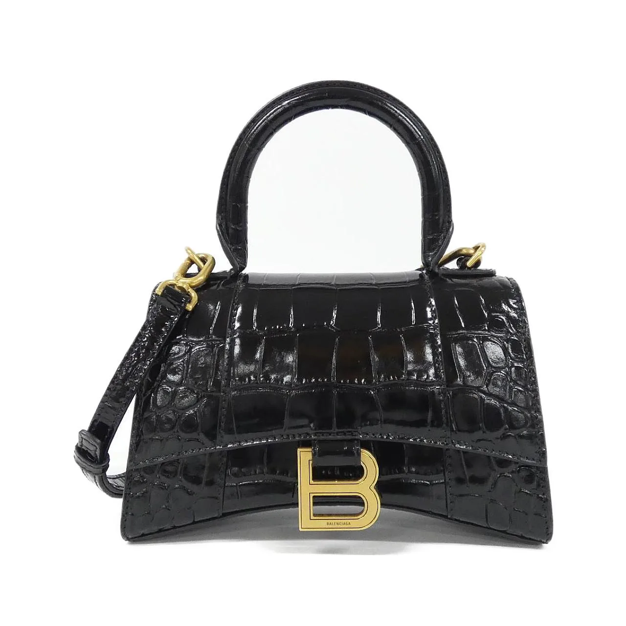 BALENCIAGA Hourglass 592833 1LRGM Handbag Black