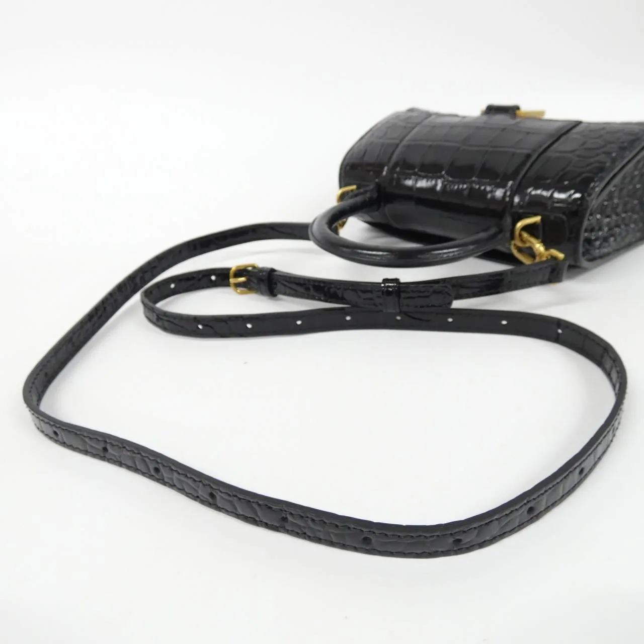 BALENCIAGA Hourglass 592833 1LRGM Handbag 黑色 中古品A - 縮圖 7