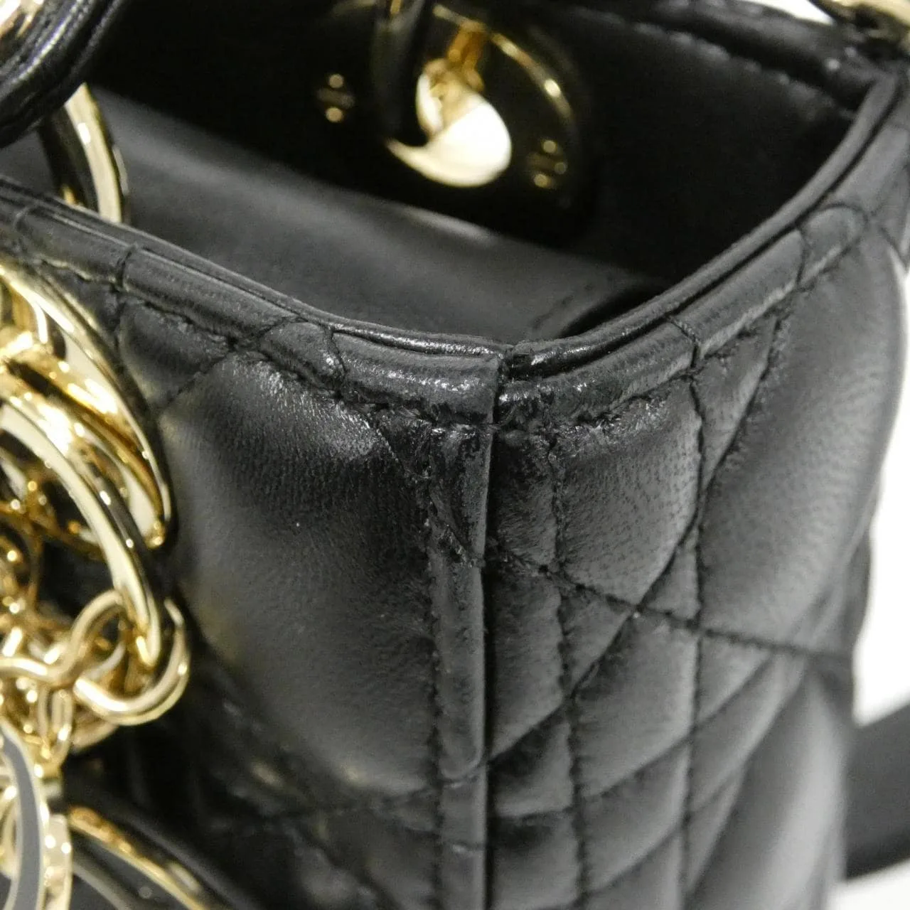 DIOR Lady Dior M0538OCEA Handbag Lambskin 黑色 羊皮 中古品A - 縮圖 5