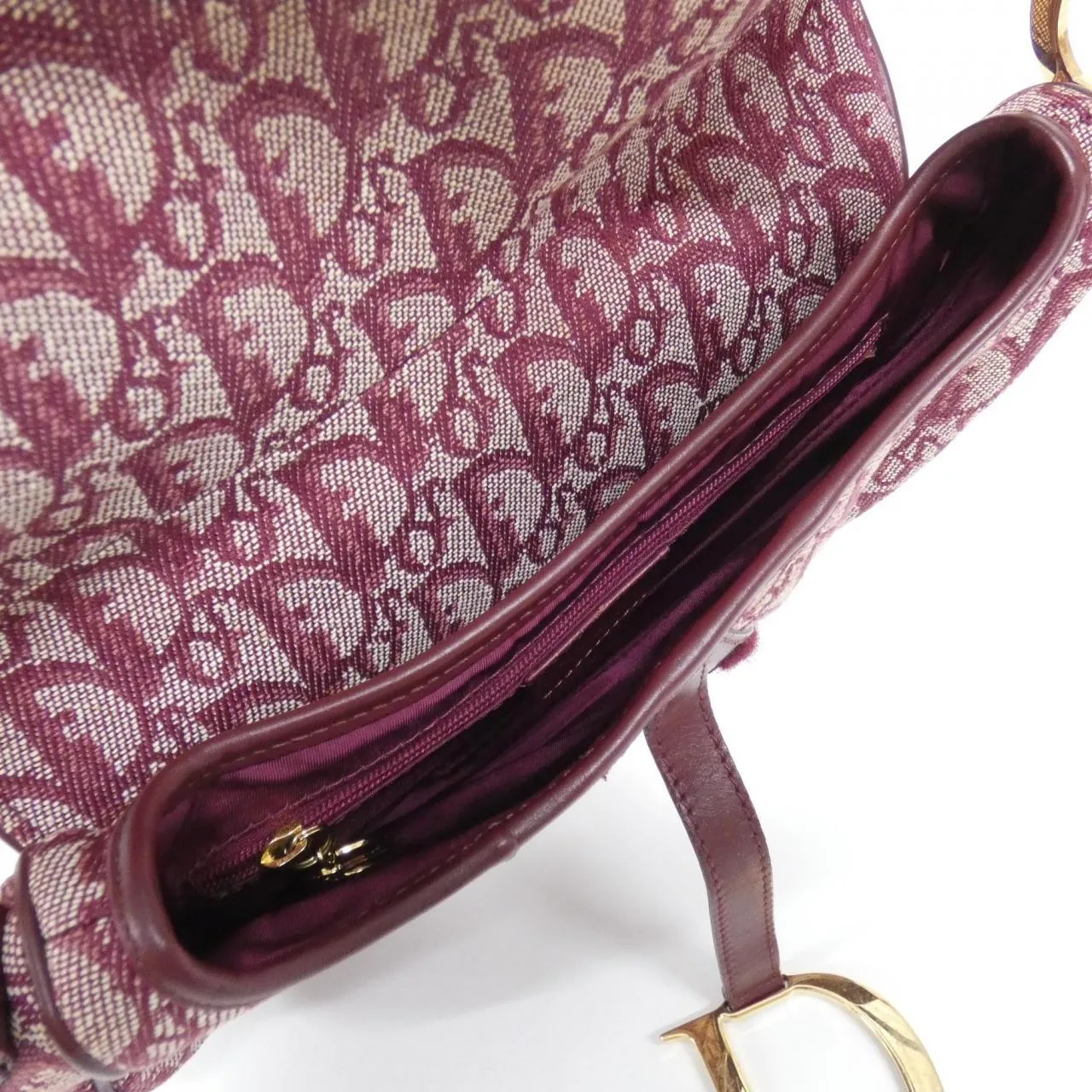 DIOR Saddle SLO44001 肩背包 帆布 酒紅色 帆布 中古品B - 縮圖 9