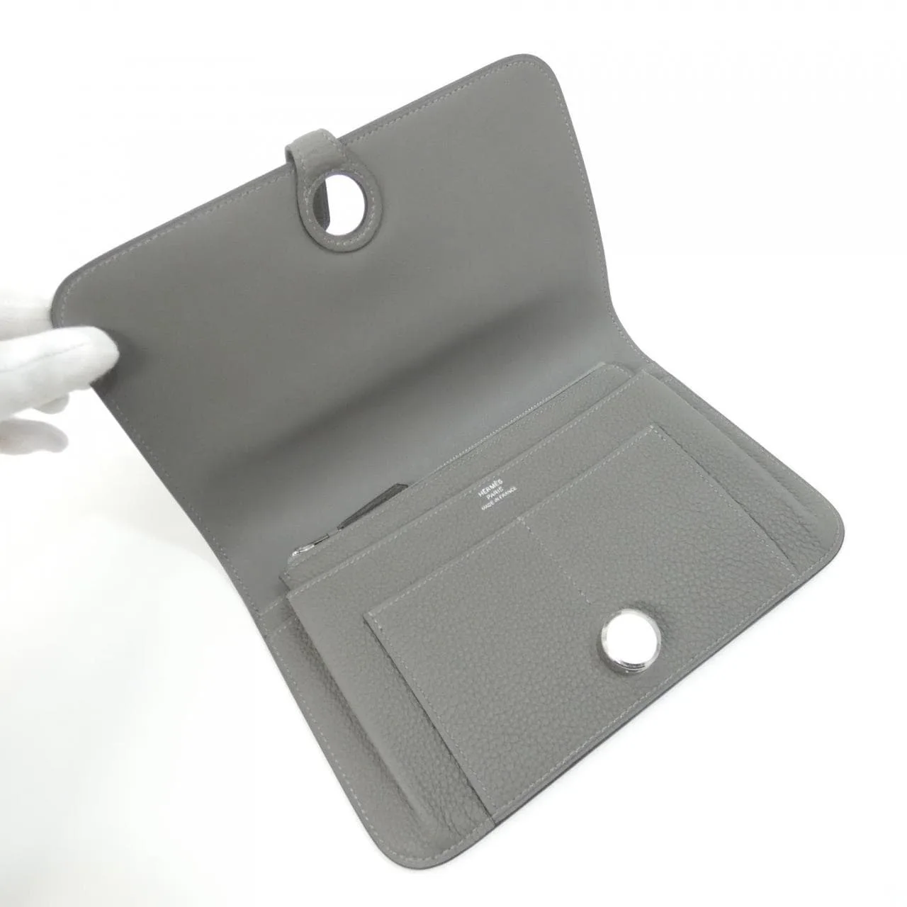 HERMES 043070CK Wallet Togo 黑色 Togo 牛皮 中古品A - 縮圖 6