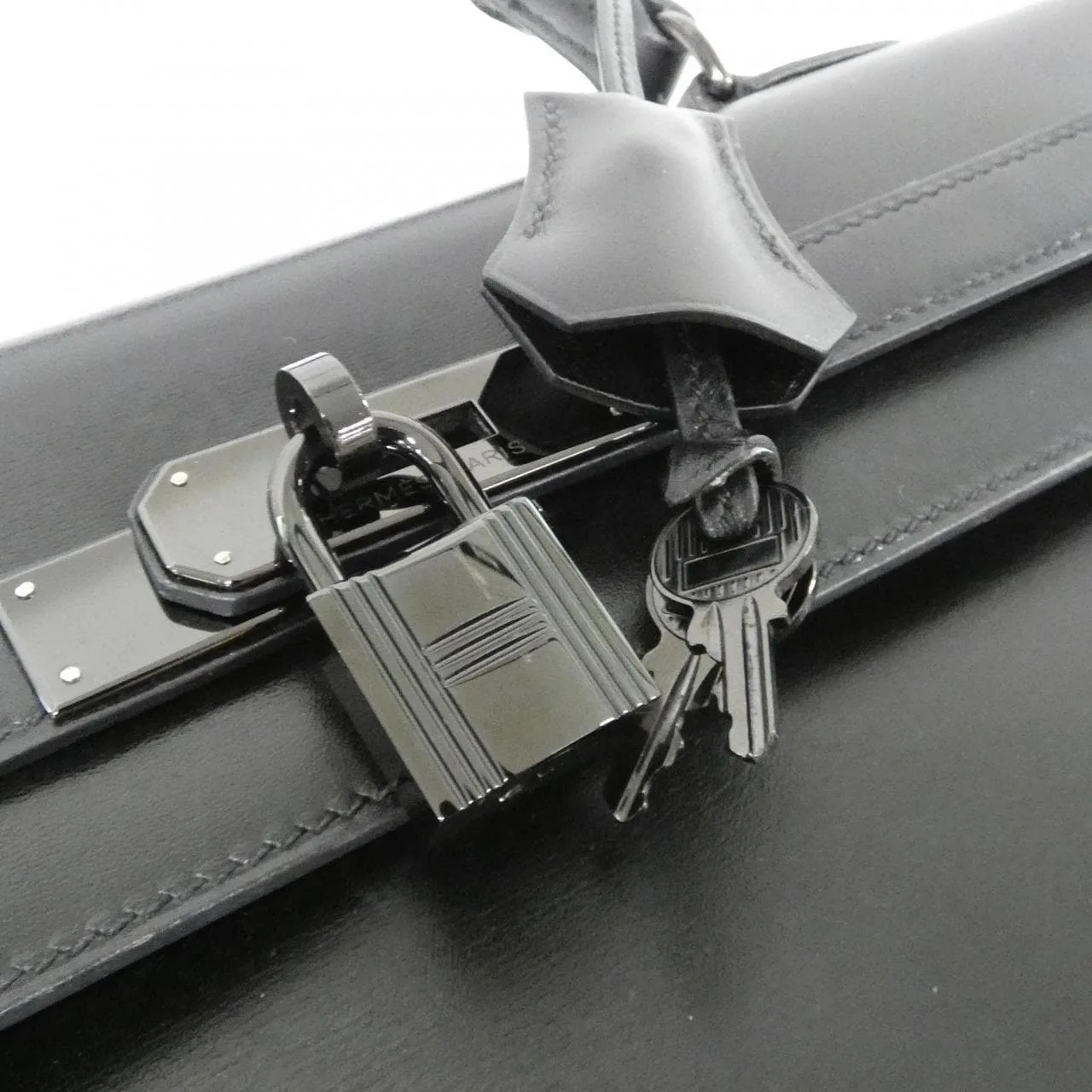 HERMES Kelly 062203CY Handbag Box Calf Black Box Calf Leather Rank A - Thumbnail 4