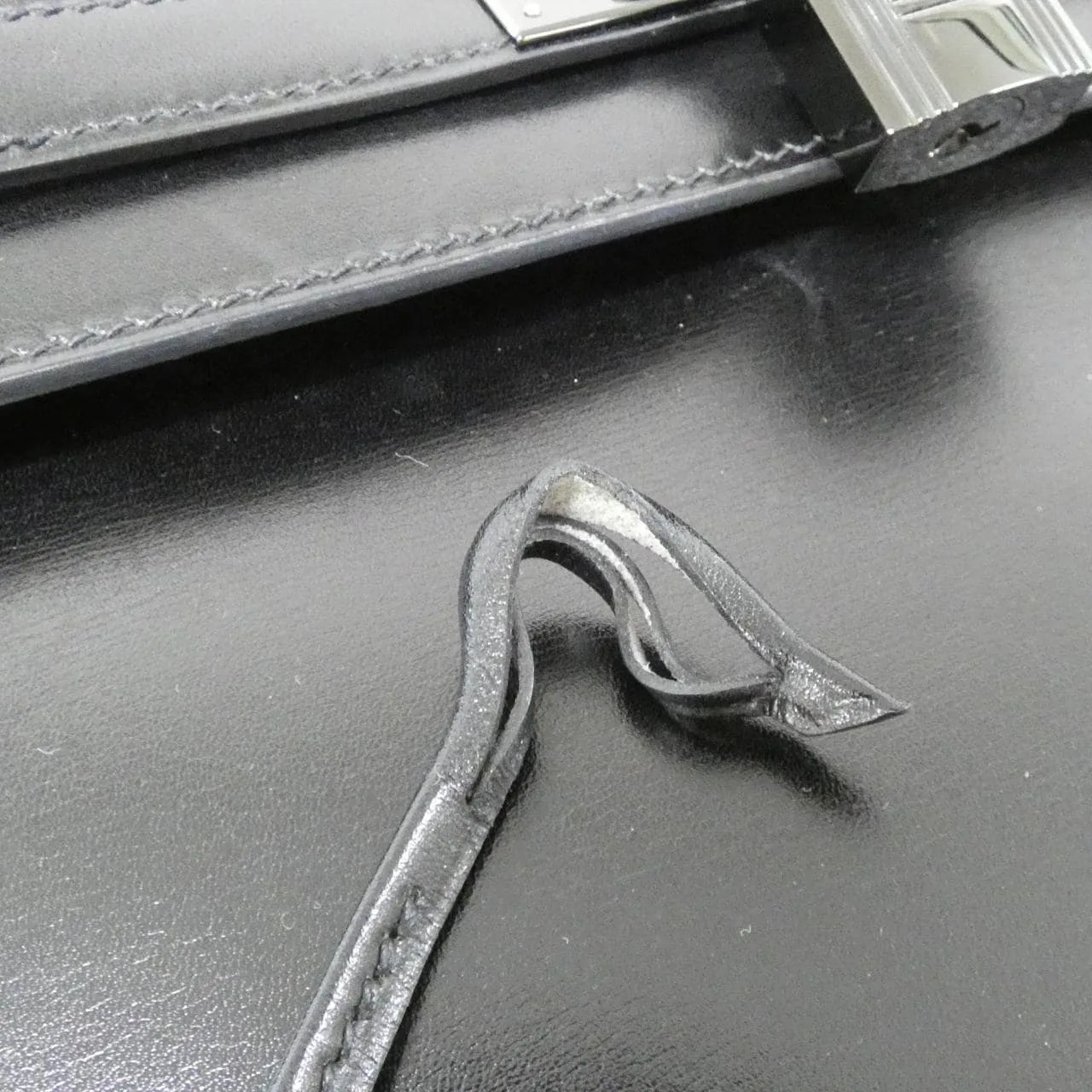 HERMES Kelly 062203CY Handbag Box Calf Black Box Calf Leather Rank A - Thumbnail 5