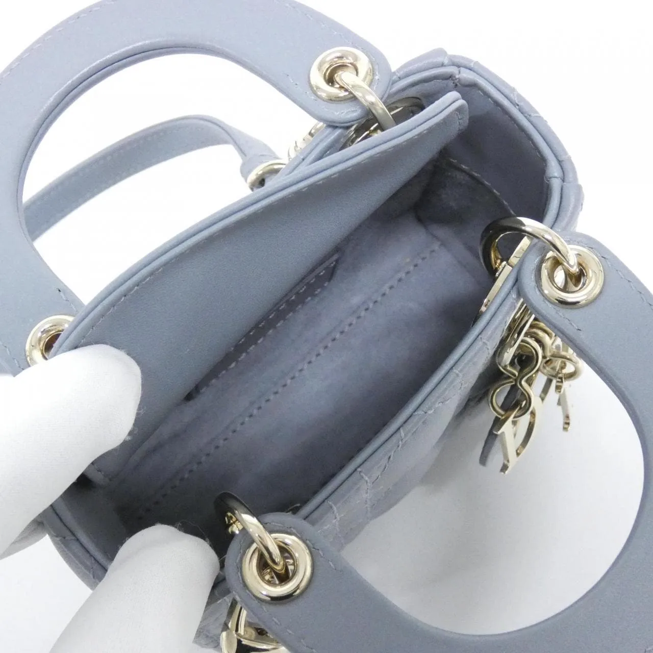 DIOR Lady Dior S0856ONGE Handbag Lambskin 黑色 羊皮 中古品A - 縮圖 9