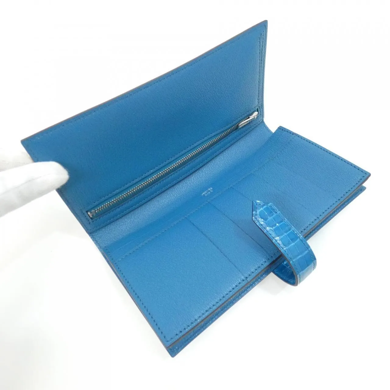 HERMES 047208CK Wallet Blue Rank A - Thumbnail 5