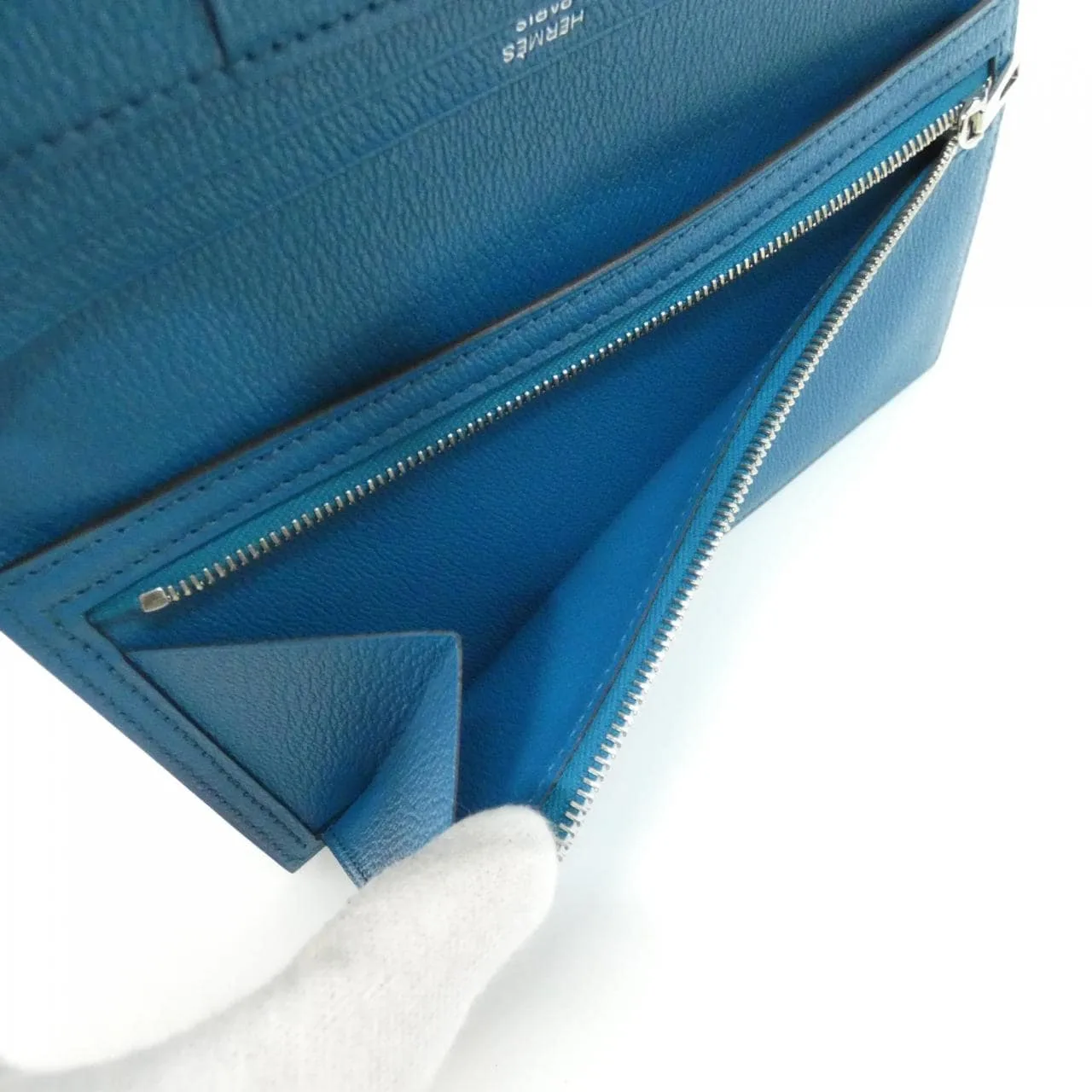 HERMES 047208CK Wallet Blue Rank A - Thumbnail 6