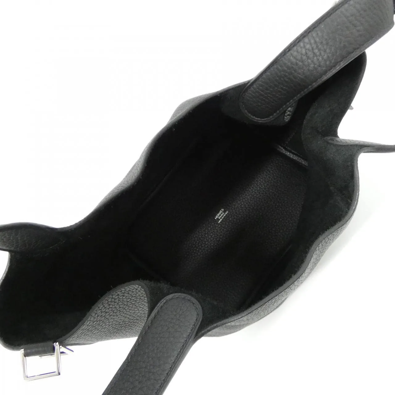 HERMES Picotin 060991CK Handbag Clemence Black Clemence Leather Rank A - Thumbnail 8