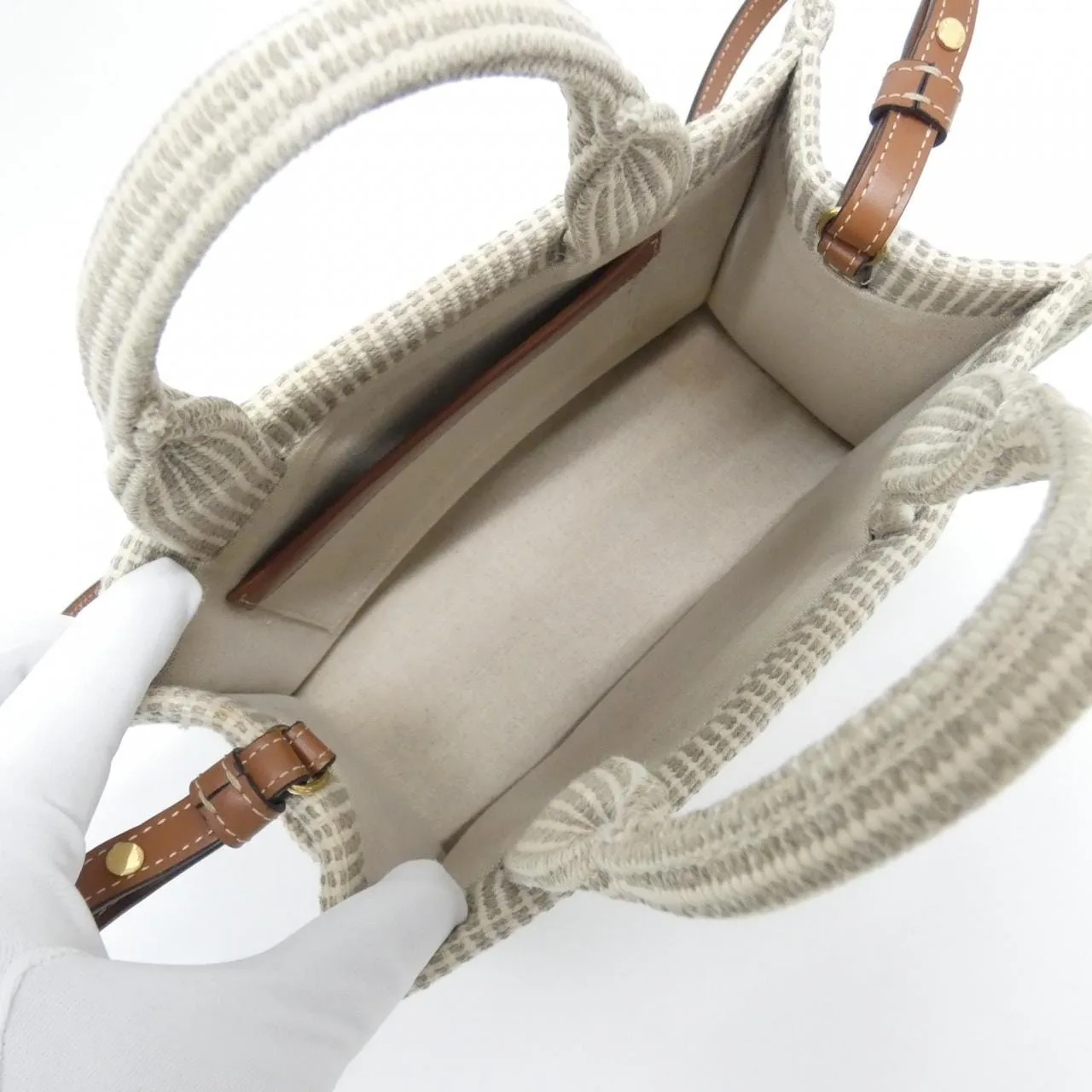 CELINE Cabas 199162FEE 手提包 帆布 米色 帆布 中古品B - 縮圖 6