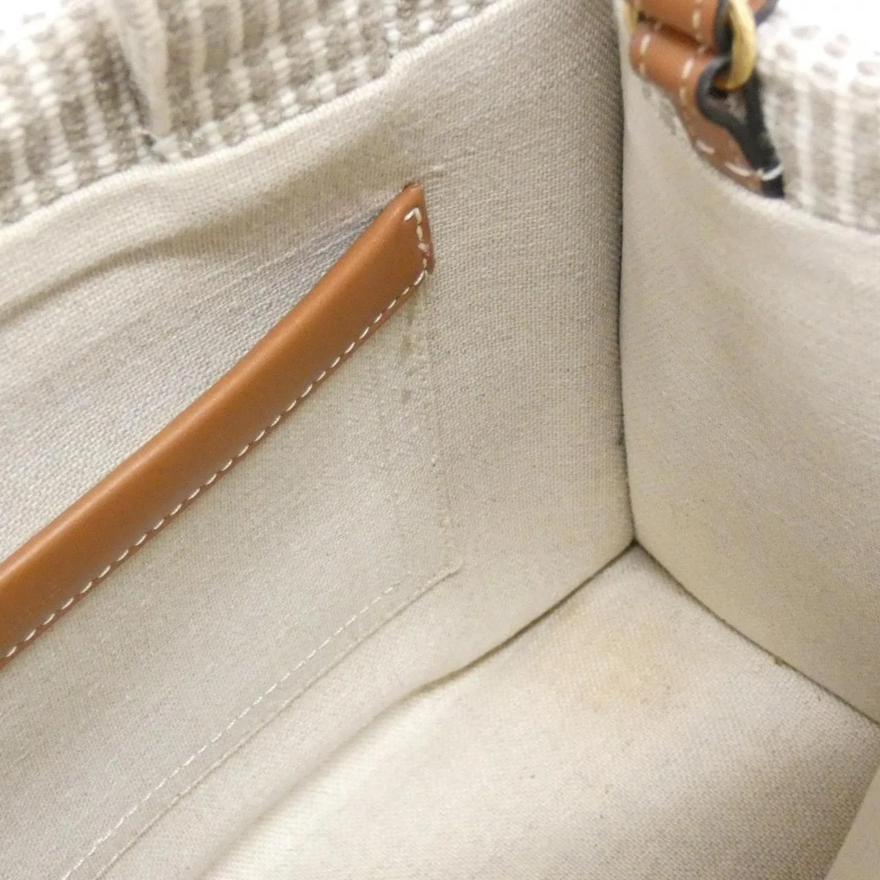 CELINE Cabas 199162FEE 手提包 帆布 米色 帆布 中古品B - 縮圖 7