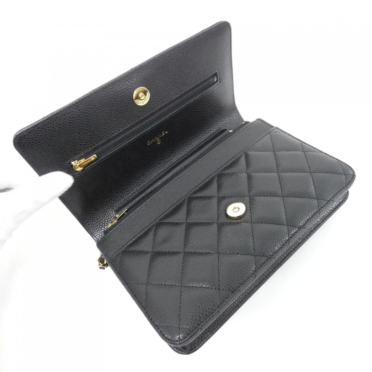 CHANEL Timeless Classic AP0250 Wallet Grained Calfskin 黑色 荔枝紋牛皮 中古品A - 縮圖 6
