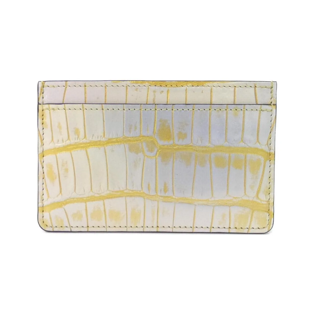 LOUIS VUITTON Card Case Leather 金色 皮革 中古品A - 縮圖 2