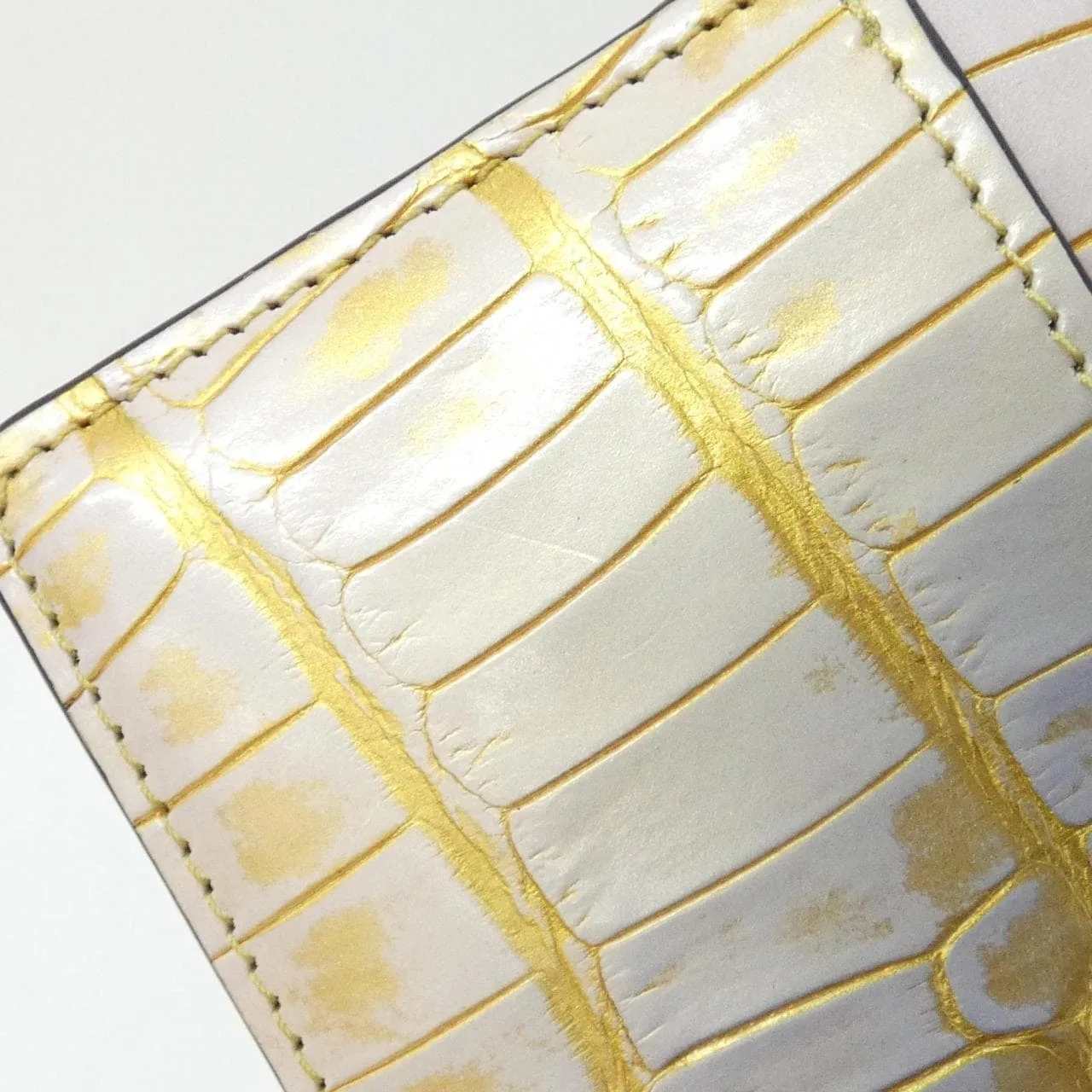 LOUIS VUITTON Card Case Leather 金色 皮革 中古品A - 縮圖 3