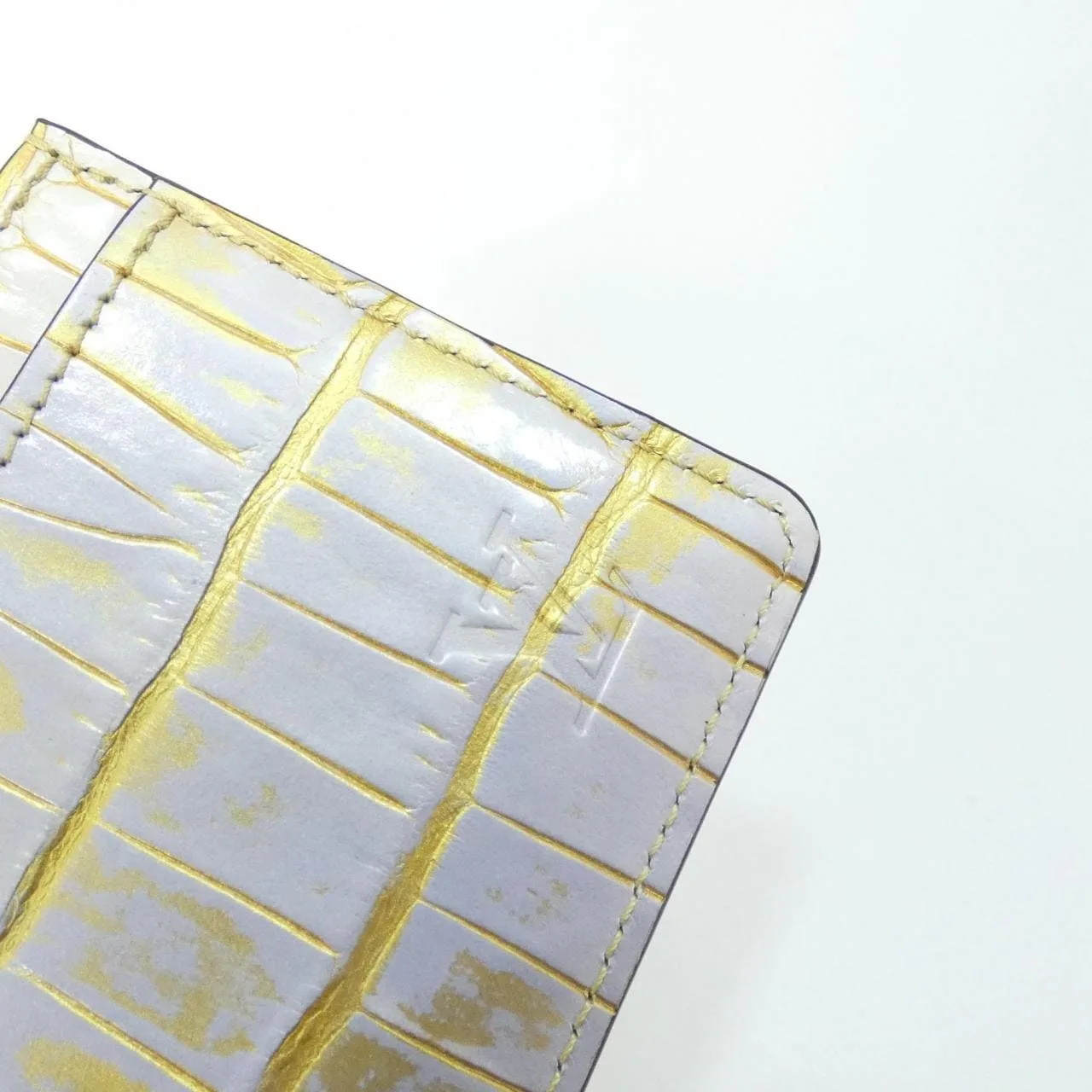 LOUIS VUITTON Card Case Leather 金色 皮革 中古品A - 縮圖 4