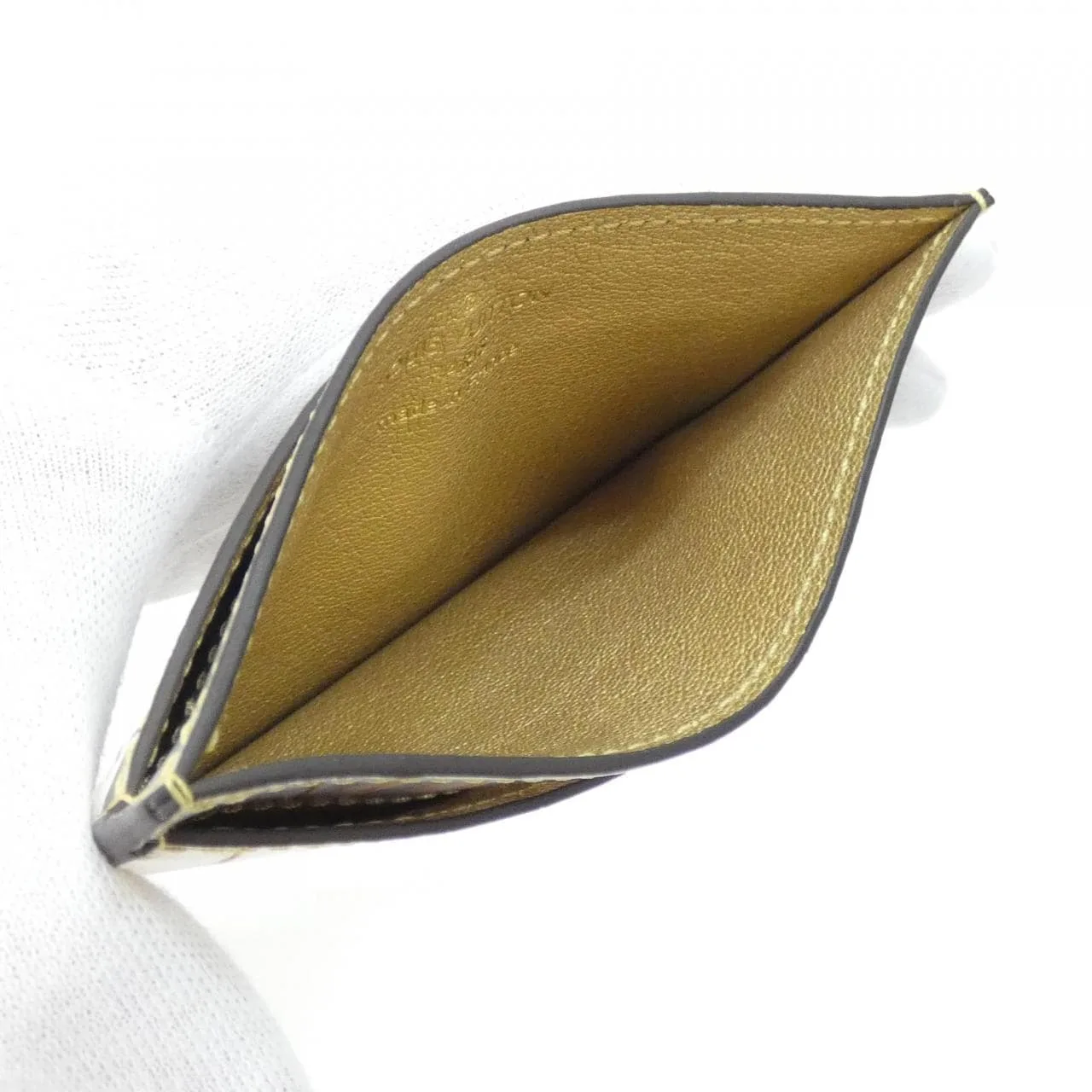 LOUIS VUITTON Card Case Leather 金色 皮革 中古品A - 縮圖 5