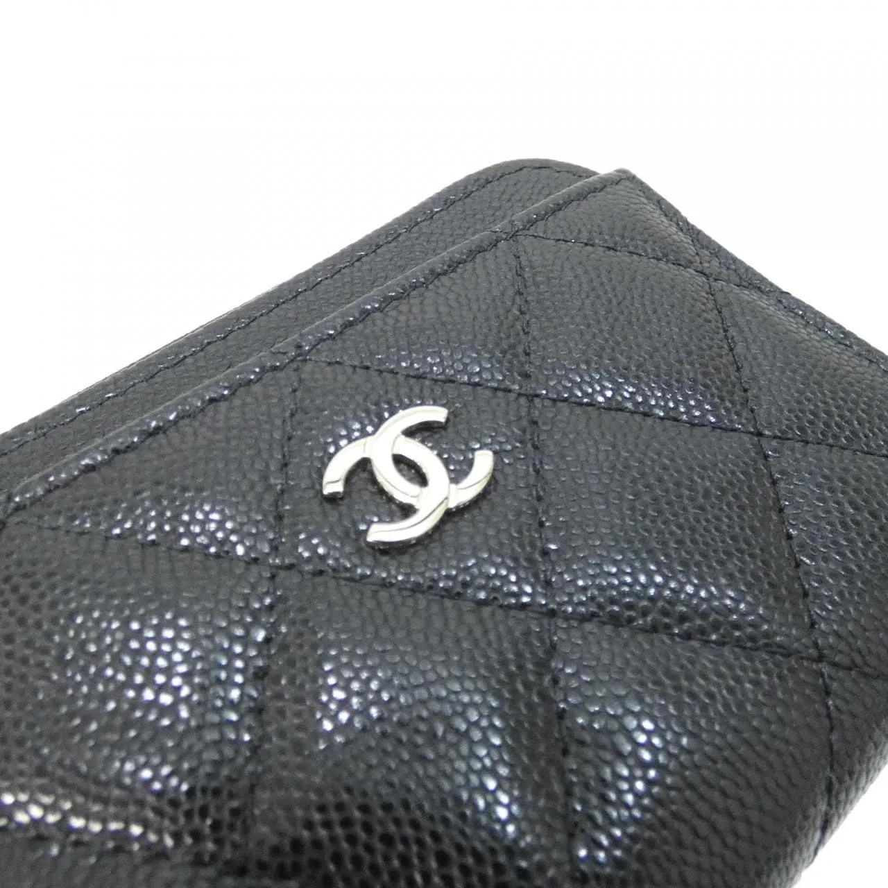 CHANEL Timeless Classic AP4893 Card Case Grained Calfskin 黑色 荔枝紋牛皮 中古品A - 縮圖 4
