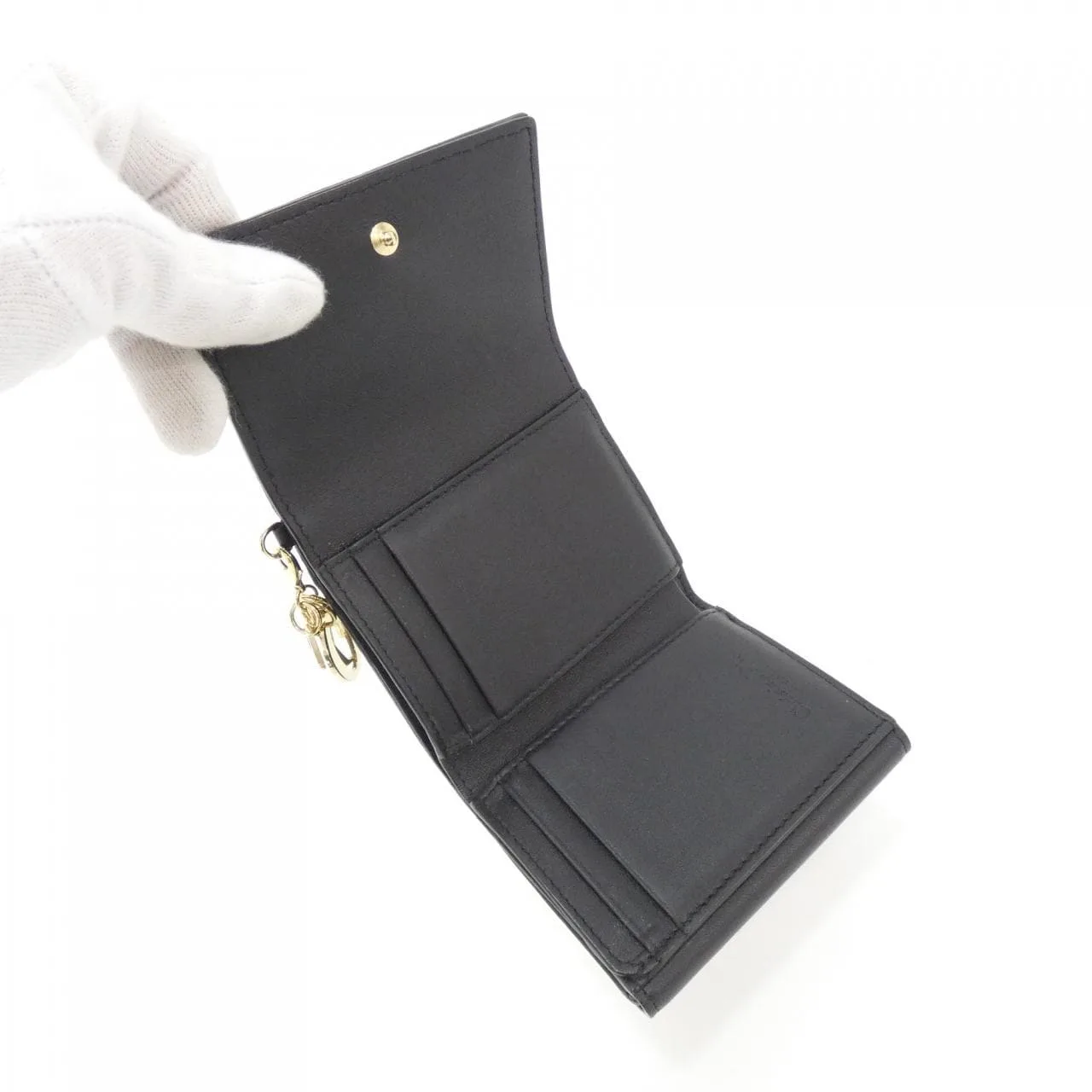 DIOR Lady Dior S0181ONMJ Wallet Lambskin 黑色 羊皮 中古品A - 縮圖 4