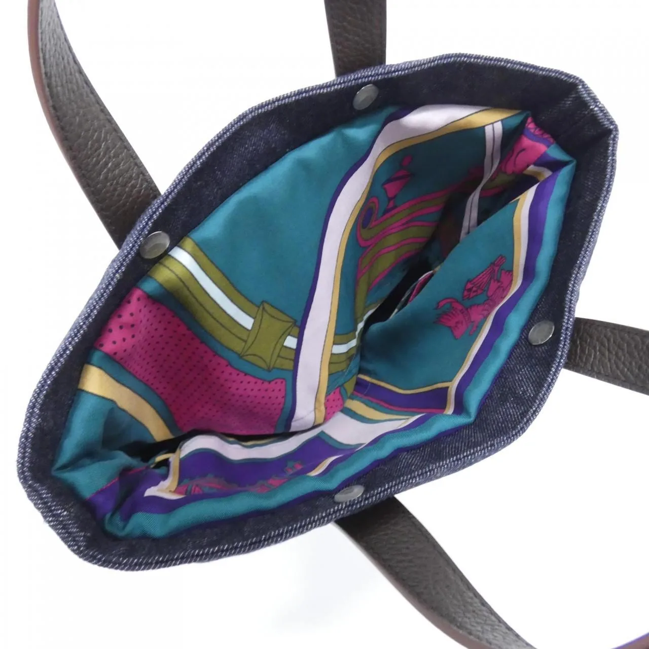 HERMES 1462298 Handbag Canvas Navy Canvas Rank A - Thumbnail 6