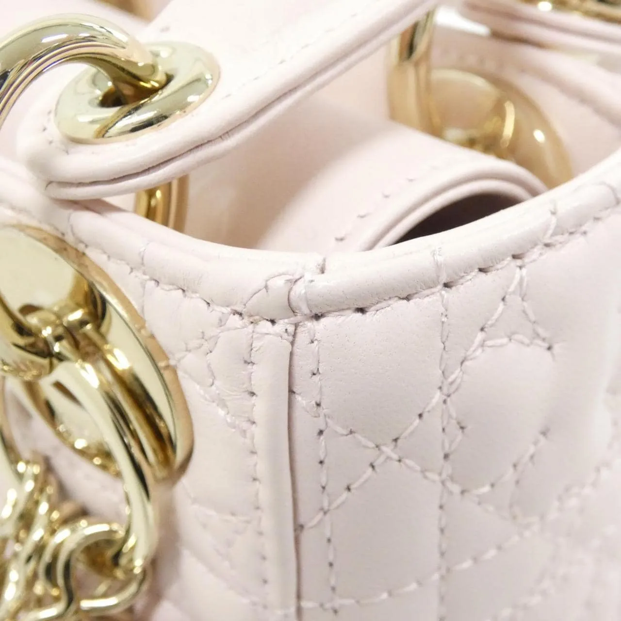 DIOR Lady Dior M0505ONTL Handbag Leather 黑色 皮革 中古品A - 縮圖 5