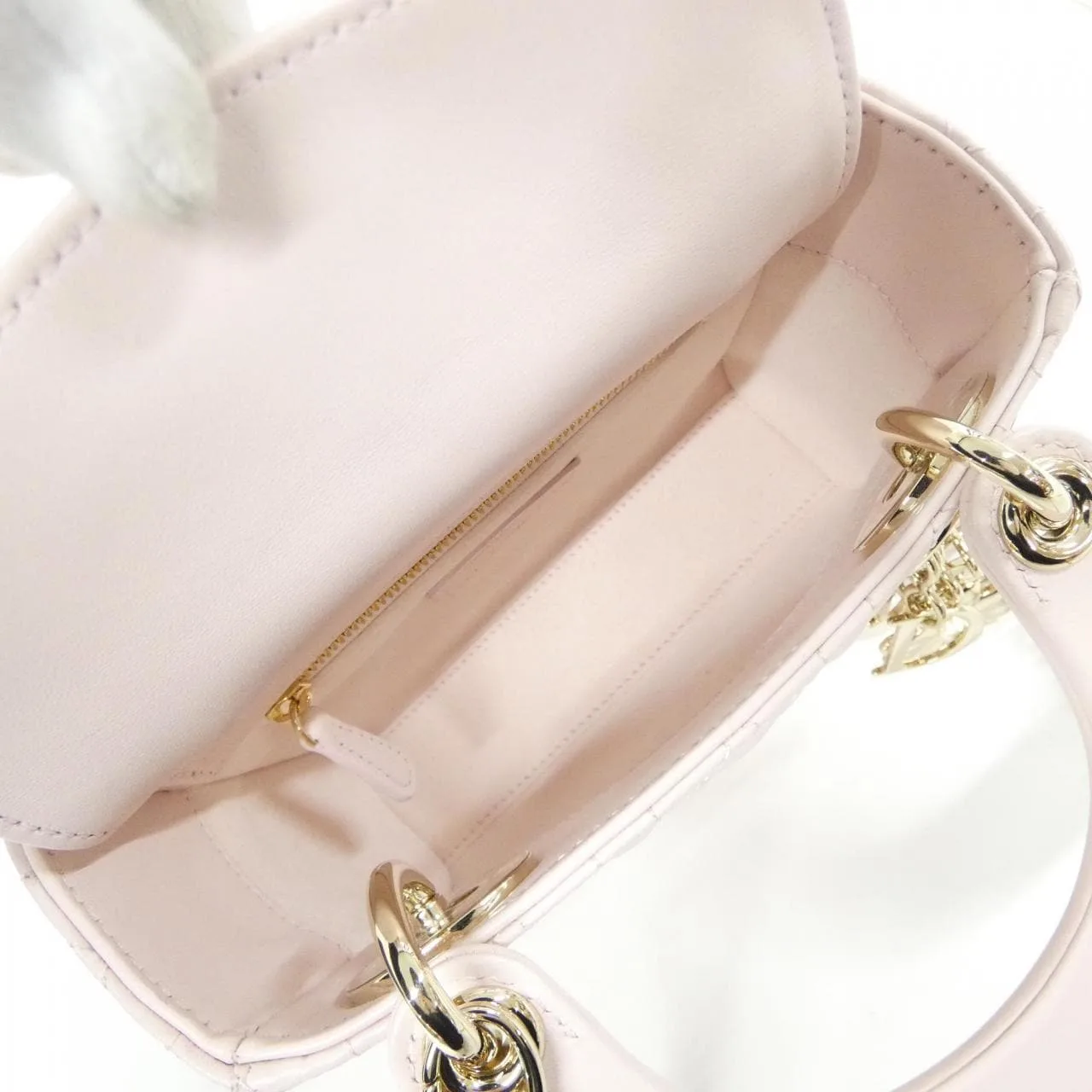 DIOR Lady Dior M0505ONTL Handbag Leather 黑色 皮革 中古品A - 縮圖 9