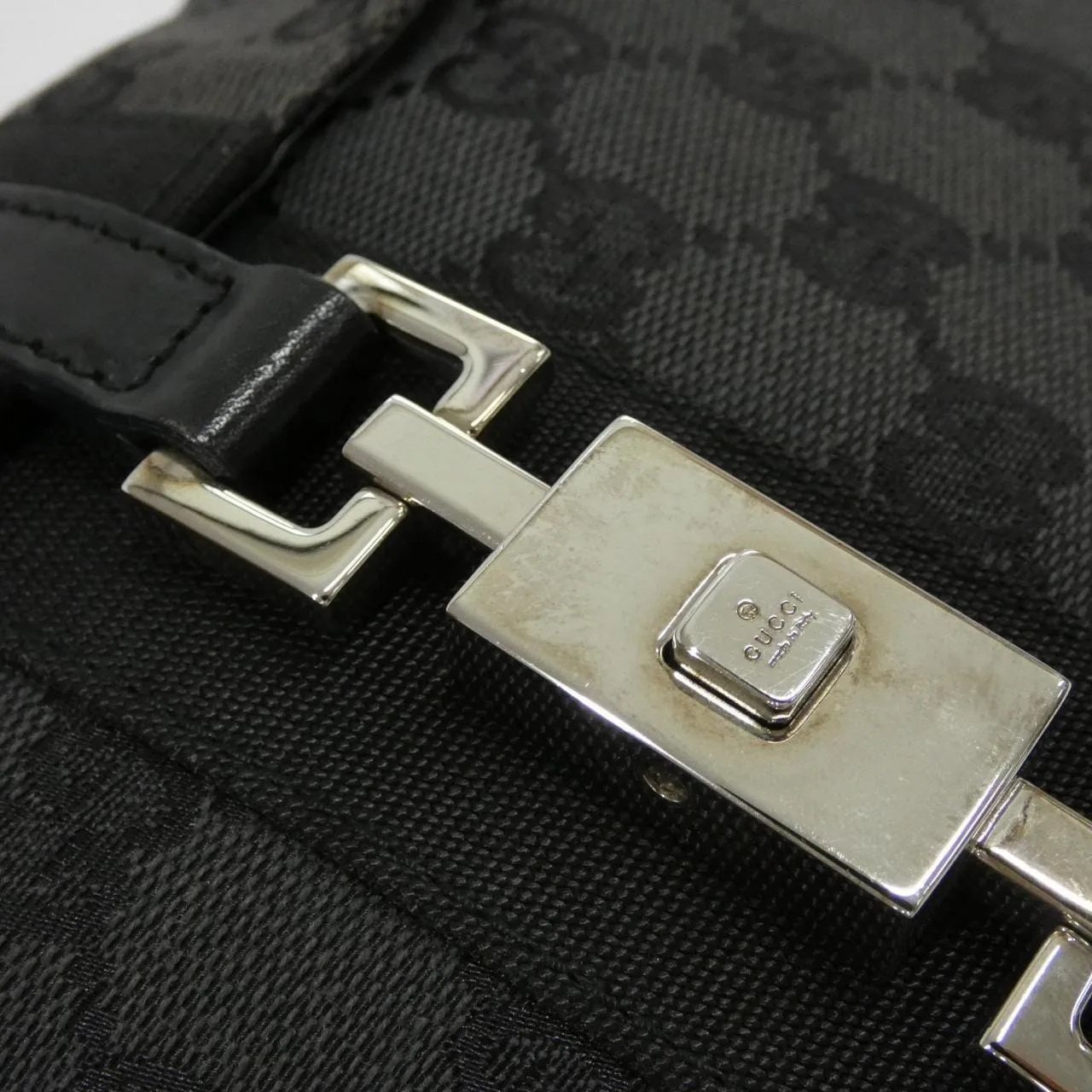 GUCCI 001 3734 肩背包 帆布 黑色 帆布 中古品B - 縮圖 4