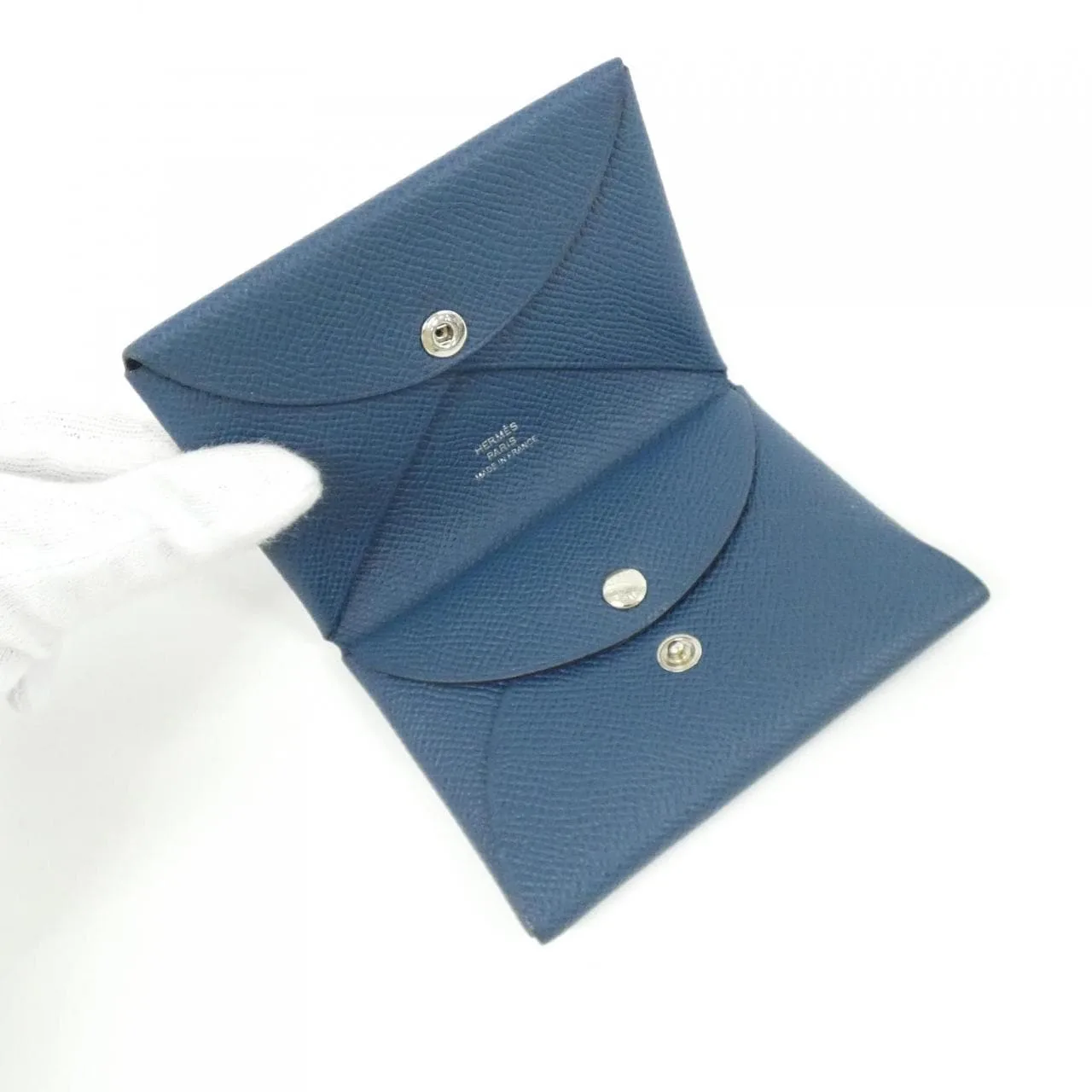 HERMES 083035CK Coin Case Epsom 藍色 Epsom 皮 中古品A - 縮圖 6