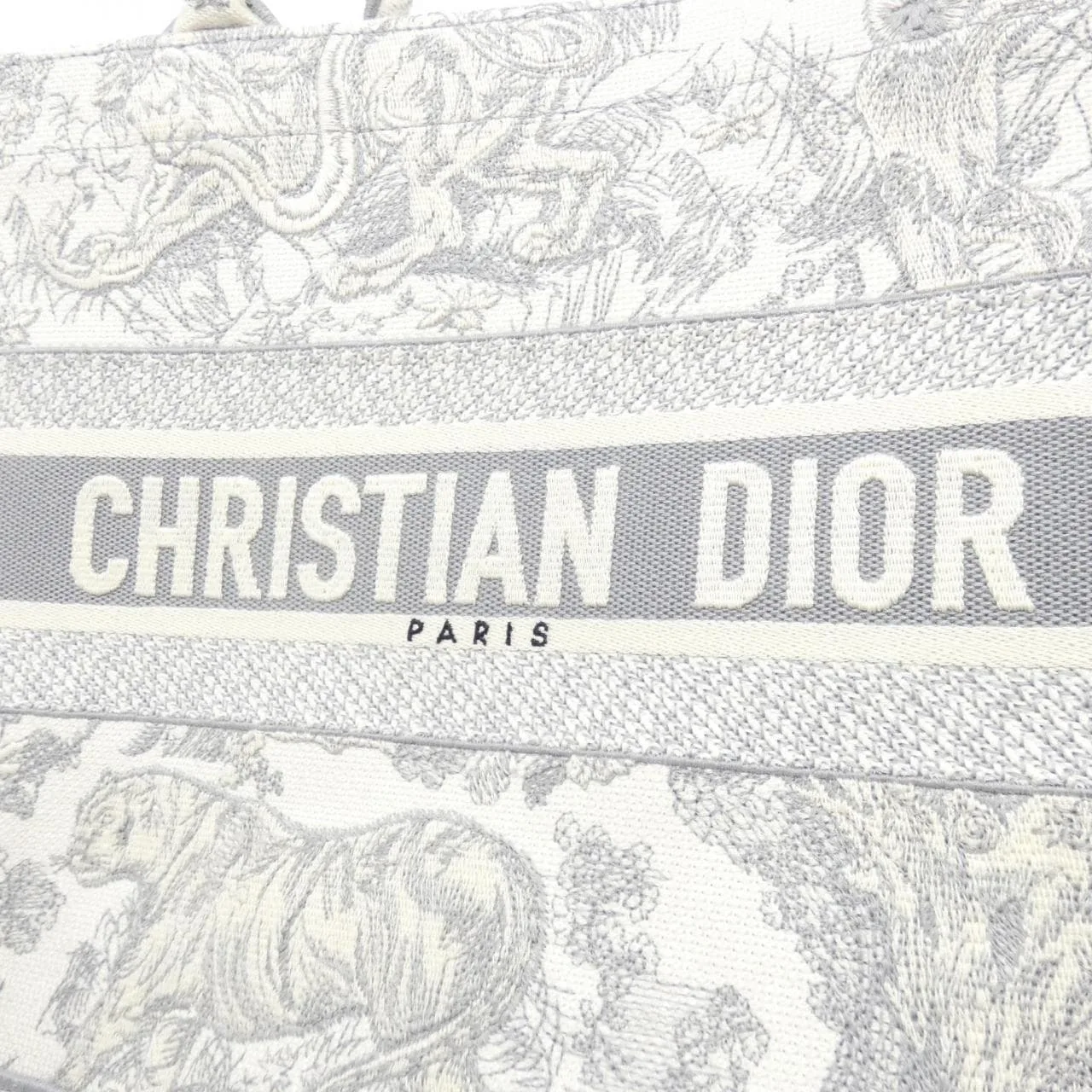 DIOR Book Tote M1296ZTDT Tote Canvas 灰色 帆布 中古品A - 縮圖 4