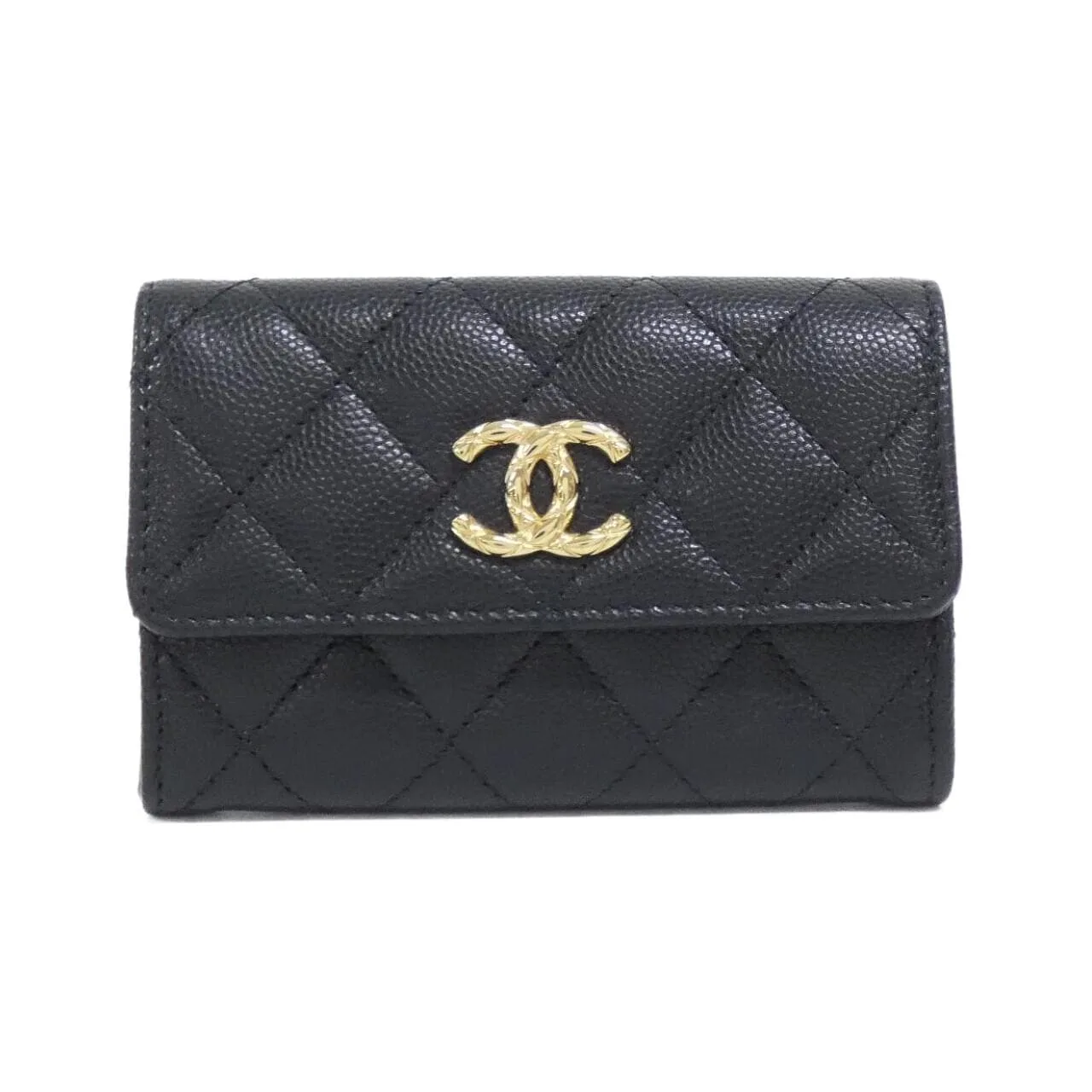 CHANEL AP5010 Card Case Grained Calfskin Black